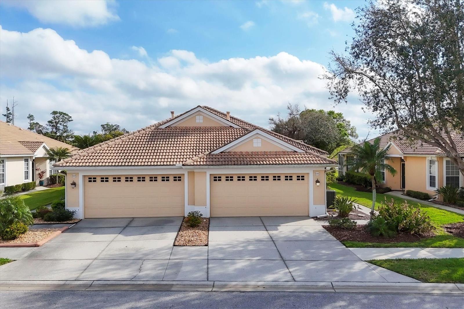 *HERON CREEK Golf and CC* 2BED + DEN Paired Villa with Golf and Water view. Turn-Key Furnished & READY FOR IMMEDIATE OCCUPANCY! Winter Blues gotcha down well this snappy one-owner villa is just what the Dr ordered … The ever-popular Westfield Bimini floor plan boasts 1531 square ft of living area under air and is well suited to laid back living and entertaining alike. It features high ceilings, lots of large windows for an abundance of natural light and an open floor plan that flows seamlessly from room to room. There is a spacious great room, a Den/ Flex room, a sun filled dining area and a wonderful kitchen that that is bigger than many much larger single-family homes!!! The split bedroom plan affords both you and your guests a private retreat at the end of a long day in paradise! Off the great room there is a fantastic extended lanai overlooking the lush fairway and pond of #4 of the Oaks Course. You can sit and watch the sunrise paint the sky in the morning while enjoying a cup of coffee and marvel at the abundance of native birds and wildlife on parade! This home is nicely outfitted and has been well maintained by the original owner. The kitchen has updated Stainless appliances, and the AC was recently replaced (2023) The primary Bedroom features high tray ceilings, access to the lanai, a generous deep walk-in closet and linen closet, and an ensuite bath with dual sinks and large walk-in shower. The guest bedroom is light and bright, has an ample built-in closet for extra storage and has an adjacent full bath with tub shower combo and designated linen closet. The kitchen has an amzzzzing amount of workspace and cabinetry and has plenty of room for a mobile island in the center if so desired, there is a great closet pantry and raised breakfast bar perfect for entertaining. If you are ready to shake those winter blues book your appointment to see this happy villa!** LOW HOA ***quarterly fees INC: cable, internet, ground maintenance, irrigation, mulching & ext painting.** NO CDD** Heron Creek offers exceptional amenities including a 21,000 sq. ft. clubhouse, 27 holes of Championship golf Arthur Hills design, resort style pool & spa, a robust social activity calendar, fitness center, Tennis courts and formal & casual dining options! Club Membership is required with3 membership levels offered beginning at $268/mo. Conveniently located in sought after SARASOTA COUNTY Heron Creek offers easy access to I-75 and US 41, the Cocoa Plum Shopping District, Myakkahatchee Creek trails, Blue Ridge Park & The Braves Stadium, trendy WELLEN PARK, COSTCO, gulf beaches, major SWF airports & SMH medical centers! +FLOOD ZONE X no flood insurance required COMING SOON:NEW SMH HOSPITAL to be built just 3 miles from the main gate of Heron Creek at Sumter and i-75