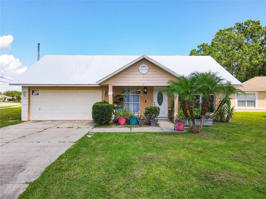 Brand new roof just completed. Welcome to your dream home in charming Kissimmee, Florida! This spacious 3-bedroom, 2-bathroom residence offers the perfect blend of comfort and convenience, with an array of appealing  features and an ideal location near schools, shopping, and easy access to I-4. This home is soon to be equipped with a new roof, ensuring your investment is protected for years to come. Stay cool all year long with the 1 year old air conditioner, perfect for Florida’s climate. Discover the endless possibilities of the bonus room. Whether you're seeking a home office, playroom, or an extra bedroom, this flexible space can be tailored to suit your lifestyle. Step into the living area adorned with stylish tile flooring that combines aesthetics with easy upkeep, making this space perfect for both daily living and entertaining.  The master bedroom offers a personal retreat with the added luxury of a sliding glass door, providing direct access to the outdoors. The two-car garage not only shelters your vehicles but also provides additional storage space for your convenience. Situated in a sought-after location, you'll have quick access to nearby schools and shopping centers. Convenience is right at your doorstep. With easy access to I-4, your daily commute will be a breeze, and exploring the attractions of Kissimmee and Central Florida is within easy reach. This 3-bedroom, 2-bathroom home is your gateway to a vibrant Kissimmee lifestyle. Whether you're seeking a place to call home or an investment opportunity, this property has it all.