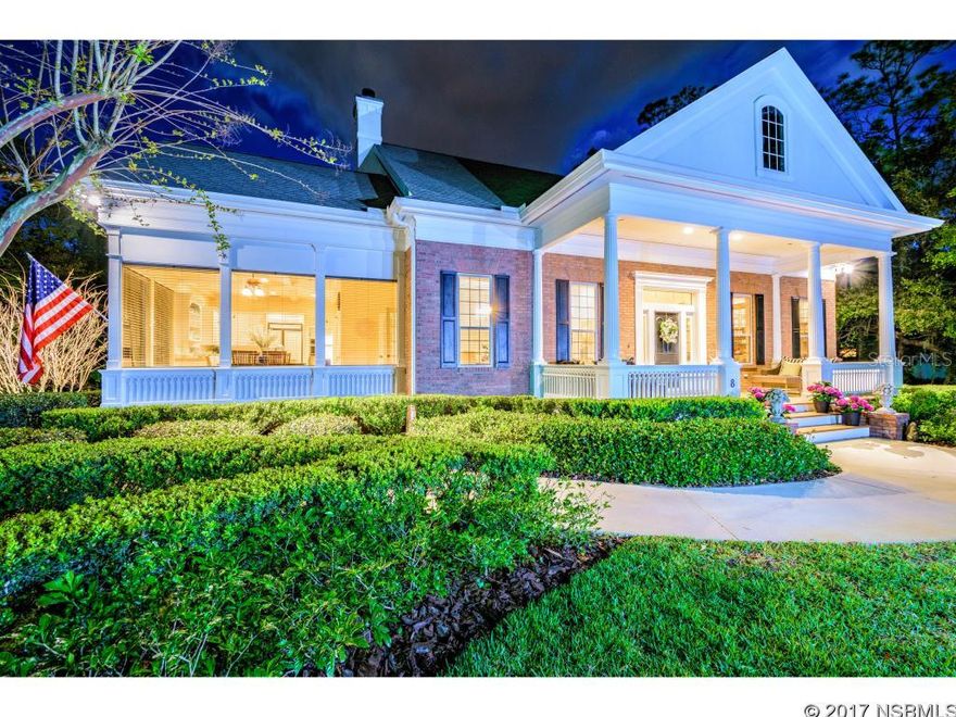 Stunning Southern Style Home that looks like it came right out of a design magazine.  Fabulous Front porch with stately columns. Meticulously designed, beautifully decorated and located in Broadwater, one of Ormond Beach's most exclusive and desired neighborhoods.  This home is full of unexpected and delightful surprises at every turn.  Quality all brick custom built spacious home with plenty of room for the entire family and great storage.  Gleaming hardwood floors, 2 fireplaces, custom millwork and built-ins.  A gorgeous light filled chef's kitchen with Bianco Romano Granite, high-end appliances, center island.  The Master Suite features a sitting area and luxurious Master Bath with claw footed tub that sits beneath a beautiful arched window.  His and Hers walk-in closets, and separate vanities, separate shower.  There is a separate staircase for the Bonus Room that could be a 5th bedroom if needed.  Unfinished attic space was designed for future expansion and additional living space if needed.  A short drive to the beach, parks, golf courses, great shopping and fine dining. ;Water: City