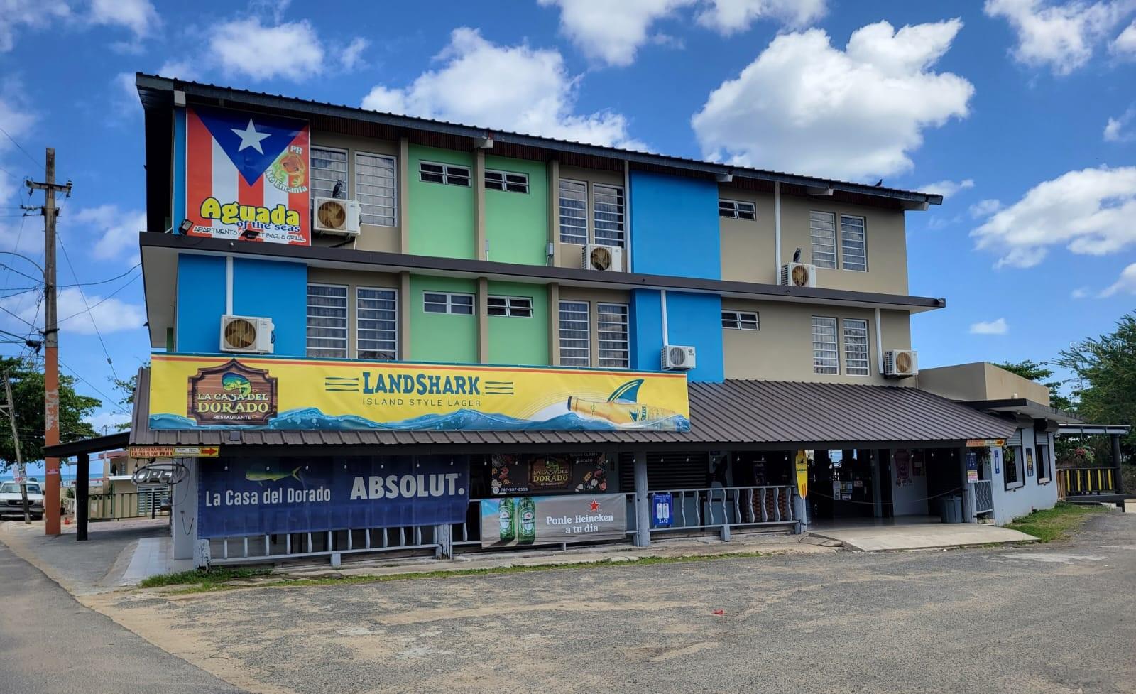 Aguada of the Sea
-130k power plant
-800 gal tanker
-Laundry area (owners use)
-Seaview
-Apt 10. Not Furnished, 2 bedrooms, 1 bathroom
-Apt 9, 2-1 Furnished
-Apt 8, 2-1
-Apt 7, Wood 3-1 |
-Apt 6, 1-1 guest house 10 units in total, 15 rooms and 10 bathrooms, ocean views and walking distance to the beach. Includes commercial premises currently rented as a restaurant.
-Apt 5, 1-1
-Apt 4, 1-1
-Apt 3, 1-1
-Apt 2, 1-1
-Apt 1, 1-1