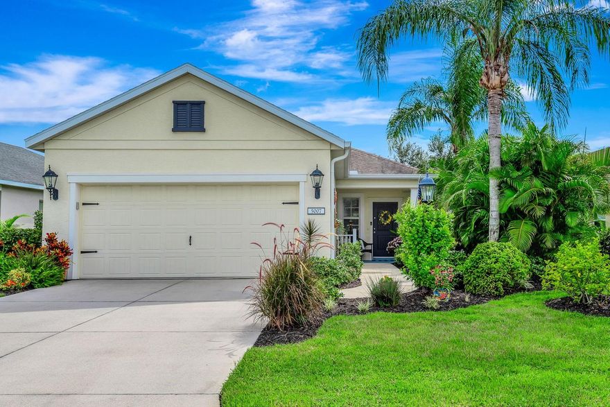 PRICE IMPROVEMENT! Welcome to your private “Cottage in the Park” in Lakewood Ranch. This immaculately maintained, move-in ready 2-bed, 2-bath home offers serene lake views, an east-facing oversized backyard, and exceptional privacy—perfect for enjoying quiet time in the lanai or on the patio, shaded from the harsh afternoon sun and protected from the traffic noise of Lakewood Ranch Blvd. and I-75 to the west.. 

Built in 2012, the home reflects true pride of ownership with thoughtful updates throughout. The updated kitchen features quartz countertops, glass tile backsplash, stainless steel appliances, an externally vented microwave, and a premium gas range with convection, a griddle, and air-fryer. Luxury vinyl plank flooring flows through the main living areas and bedrooms, including a spacious primary suite with walk-in closet.

Both bathrooms have been tastefully updated with new tile, granite countertops, porcelain sinks, modern lighting, mirrors, and fixtures. Major improvements include a 2021 York HVAC, 2023 Samsung washer and gas dryer, 2024 Bradford-White gas water heater, 2025 LG refrigerator, Gas oven & microwave as well as a 2025 WiFi-enabled LiftMaster garage door opener.

Located in the gated Central Park, residents enjoy popular neighborhood amenities including a large park, splash pad, playgrounds, sports fields, tennis & pickleball courts, and two dog parks. Conveniently located near everyday essentials including multiple grocery stores and a variety of restaurants. Enjoy easy access to outdoor recreation at many nearby preserves as well as the LWR YMCA. Well cared for. Exceptional value in Lakewood Ranch.