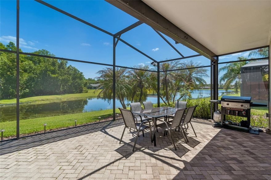 One or more photo(s) has been virtually staged. Enjoy STUNNING WATER VIEWS from this sought-after BAL HARBOUR model, a thoughtfully designed 3-bedroom, 3-bath home WITH A DEN and private CASITA. ROOF REPLACED IN 2025!!! A charming COURTYARD ENTRY creates a warm welcome and added privacy. Inside, the OPEN FLOOR PLAN is bright and inviting with FRESHLY PAINTED interiors, ROUNDED CORNERS, LARGE TILE ON THE DIAGONAL, and new LUXURY VINYL PLANK FLOORING in 2025 in all bedrooms, the den, and casita. The kitchen features solid wood cabinetry, Corian countertops, STAINLESS STEEL APPLIANCES, a closet pantry, and a CASUAL  EAT-IN AREA. A large BREAKFAST BAR and CENTER ISLAND make entertaining effortless, while a SKYLIGHT fills the space with natural light. FRENCH DOORS from the living room lead out to the SCREENED  and EXTENDED, EASTERLY-FACING LANAI—creating a seamless flow for indoor-outdoor living and easy entertaining. This SPACIOUS outdoor area is PRIVATE and serene, perfect for enjoying peaceful mornings or hosting friends in the evening, with a conservation view along one side enhancing the sense of seclusion. The PRIMARY SUITE is a relaxing retreat with double-door entry, a TRAY CEILING, and a BAY WINDOW overlooking the water for beautiful SUNRISE VIEWS. The ENSUITE BATH includes a walk-in shower, DUAL SINKS, a separate VANITY AREA, and a large WALK-IN CLOSET with custom built-ins. A second bedroom and full bath are tucked down the hallway for guest comfort. The DEN, accessed through DOUBLE DOORS, offers flexibility as a third bedroom option and also enjoys beautiful water views. The detached CASITA provides its own private entrance off the courtyard, along with a full bath with WALK-IN SHOWER and closet—ideal for guests, extended family, or use as a home office, studio, or craft space. Additional upgrades include 8-FOOT DOORS, updated lighting  and ceiling fans, a newer HVAC SYSTEM (2021), and a WATER HEATER REPLACED in 2023. An ADDED BONUS: the CDD DEBT FEE has been PAID IN FULL, offering additional SAVINGS on your property taxes. This exceptional home offers a seamless blend of indoor and outdoor living in a uniquely private setting with beautiful water views perfect for enjoying the FLORIDA LIFESTYLE!!  Don’t miss the opportunity—schedule your private tour today. The HOA: - maintains the LANDSCAPING & IRRIGATION systems in the common areas as well as at individual homesites - maintains the roads throughout the community - PROVIDES SECURITY with gate guards and mobile patrols including the Polk County Sheriff - allows AUTOMATED GATE ACCESS for residents via license plate readers - provides residents with Fiber Optic Internet & TV service.***Poinciana Lakes Plaza is a MAJOR NEW SHOPPING CENTER directly across from the Solivita Main Gate. It features Sprouts Grocery, TJ MAXX, Ross, Burlington, Rack Room Shoes, 5 Below, Ulta, Outback, First Watch, 5 Guys, Panda Express, Bojangles, Jersey Mike's Subs, 5 Guys, Papa John's Pizza, Burrito Bar, Cold Stone Creamery, Urgent Care, Dentist, Hand & Stone Massage, America's Best Eyeglasses, Crunch Fitness, Hair Cuttery, Petco, TD Bank, Verizon Mobile, PLUS MORE TO COME.***