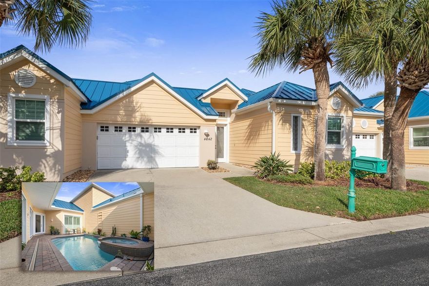 Step into a world where coastal elegance meets resort-style living in the heart of Ponce Inlet. This extraordinary courtyard villa is the definition of luxury—designed for both grand entertaining and private relaxation, all within a community rich in premier amenities and natural beauty. From the moment you enter, a soaring two-story foyer and living space create a breathtaking first impression, filled with light and architectural drama. An elevated interior walkway overlooks the main living area, offering a unique design element perfect for a reading loft, gallery, or intimate seating space framed by expansive windows. Offering 2,334 square feet of living space, this thoughtfully designed home features 4 bedrooms and 4 full baths, including a private cabana/in-law suite with its own entrance—ideal for guests, extended family, or a secluded retreat. The primary suite is tucked away on the main level, offering privacy and tranquility, while an upstairs bedroom with ensuite bath provides the perfect space for visitors or a quiet home office. A 2-car attached garage adds both convenience and functionality. At the heart of the home, the enormous gourmet kitchen is a chef’s dream—complete with built-in appliances, a butler’s pantry, and abundant space for hosting unforgettable gatherings. Step outside into your private courtyard oasis where a sparkling pool and spa create the ultimate indoor-outdoor lifestyle. Beyond your front door, enjoy access to an unparalleled suite of amenities: an oceanfront beach club and pool, golf course, tennis courts, marina access, state-of-the-art fitness centers, a vibrant community center, and a charming pub-style restaurant. A scenic boardwalk winds through a lush nature preserve to the Intracoastal Waterway—perfect for peaceful fishing mornings or sunset birdwatching. Located just minutes from the iconic Ponce Inlet Lighthouse and the area’s sought-after drive-free beaches, this home offers a rare blend of privacy, sophistication, and coastal adventure. Additional highlights include a brand-new roof completed in 2026, ensuring peace of mind for years to come. This is more than a home—it’s a lifestyle defined by luxury, nature, and the best of Florida coastal living. Call now to schedule a tour today!
