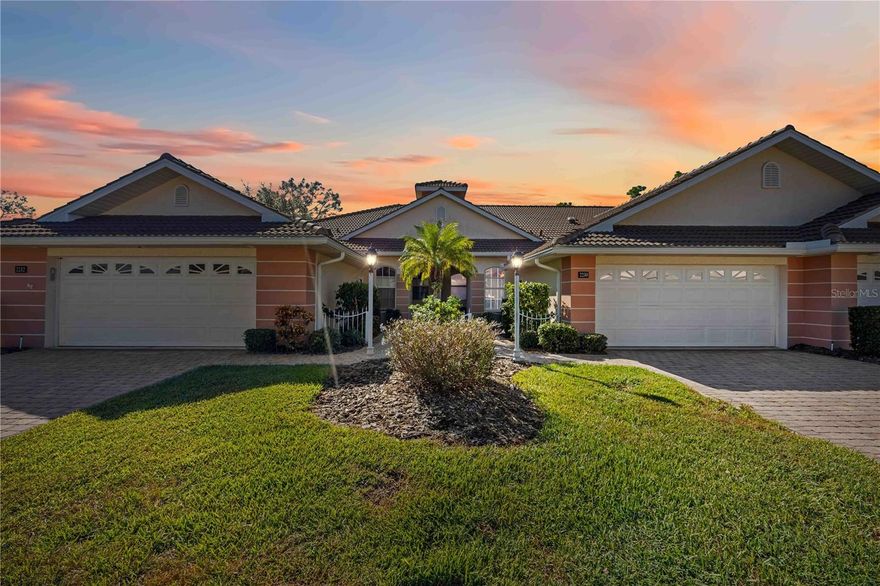 Discover Your Dream Florida Lifestyle! Enjoy the ease of maintenance-free living in this beautifully cared-for 2-bedroom + bonus room, 2-bath villa located in the sought-after Bobcat Community. A new tile roof (2024) provides peace of mind, while tile flooring throughout adds to the effortless lifestyle. This home will not be on the market long with all the renovations including updated white cabinet kitchen, SS appliances, granite counter tops, updated light fixtures, crown molding, recessed lighting, and much more.  The neutral fresh paint and meticulous care of the home make it move in ready!

The open floor plan offers soaring ceilings and triple sliding patio doors that fill the home with natural light. While officially a 2-bedroom, the versatile dining room can easily serve as an office or sitting room. The split layout provides privacy for guests, with the spacious primary suite tucked away at the rear, featuring French doors, a walk-in closet, dual sinks, Roman shower, and private water closet.

Relax on the screened lanai overlooking peaceful green space and pond with desirable southwest exposure for nightly sunsets. Enjoy a 2-car garage, freshly painted interior (2020), and HOA-scheduled exterior painting in Jan. 2026 to complement the new roof. The AC and water heater are 2018 adding to the value of this home. Home is being sold partially furnished. 

Just across the street from the private villa pool and a short golf cart ride to the main clubhouse pool, this pet-friendly, golf-cart community offers resort-style amenities including a fitness center, tennis, pickleball, and 24-hour gated security. Conveniently located minutes from I-75, shopping, and dining.