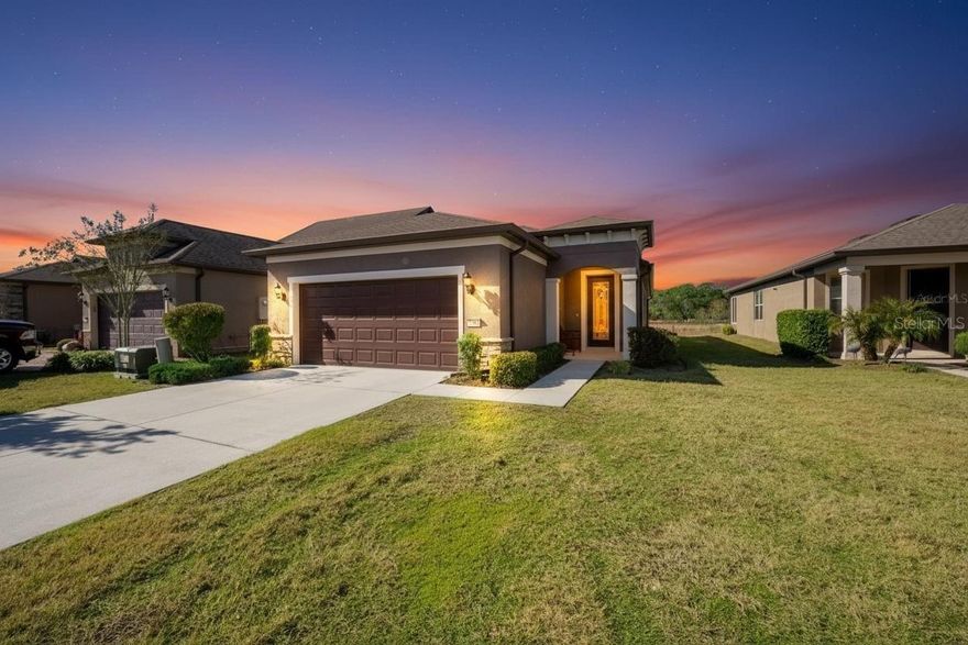 Welcome to this beautifully maintained Crestview model located in the highly sought-after Del Webb Stone Creek community. This 2-bedroom, 2-bath home with a versatile flex room has been gently lived in, used only a few months each year, and shows like new—no pets and no smoking.

Luxury vinyl plank flooring flows throughout the home, complemented by high baseboards and ceiling fans in every room. The open kitchen is both stylish and functional, featuring an additional wall of cabinetry for exceptional storage and seamless flow into the main living areas.

The spacious primary suite offers a spa-like retreat with a large tiled walk-in shower and a convenient laundry chute directly to the laundry room. The secondary bathroom also features a tiled shower, perfect for guests. The flex room includes a closet for added storage, making it ideal as a home office, hobby room, or guest space.

Enjoy peaceful outdoor living with a screened-in extended lanai overlooking a serene pasture, plus an extended paver patio—perfect for relaxing or entertaining. A decorative glass-inset front door fills the home with natural light, adding to its bright and welcoming feel. The laundry room is well-appointed with cabinetry and a utility sink for added convenience.

Located in Stone Creek, Ocala’s premier 55+ gated community, residents enjoy world-class amenities including a championship 18-hole golf course, resort-style indoor and outdoor heated pools, fitness center, pickleball, tennis, softball, walking trails, clubs, activities, and a full-service restaurant and bar.

This home offers the perfect blend of comfort, style, and resort-style living—move-in ready and truly a must-see.