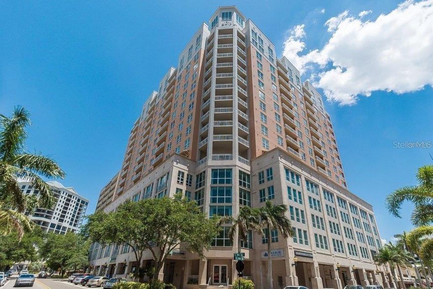 Wonderfully updated 2 bedroom, 2 bath, 14th floor rental in sought-after 1350 Main Condominium with beautiful water and city views and located in the heart of Downtown Sarasota, at the corner of Main Street and Palm Avenue. Urban living at its best in a great location with first-rate services. Gorgeous upgrades of this unit include hardwood floors, stainless appliances, quartz and granite countertops, custom closets, remote-controlled blinds, and turnkey furnished with designer furnishings. 1350 Main amenities include 1 secure parking space, 24-hour concierge, heated 72' lap pool and spa, steam room, fitness center, social room with bar, library, conference room, catering kitchen, grilling station, outdoor dining and firepit, electric car charging stations, and more. This premiere Sarasota address is perfect for walking to the Bayfront and marina which is just one block away and to all the cultural venues, art galleries, boutiques, festivals, farmers market, and world-class restaurants in Downtown, and is just a short ride to our beautiful beaches and Gulf.