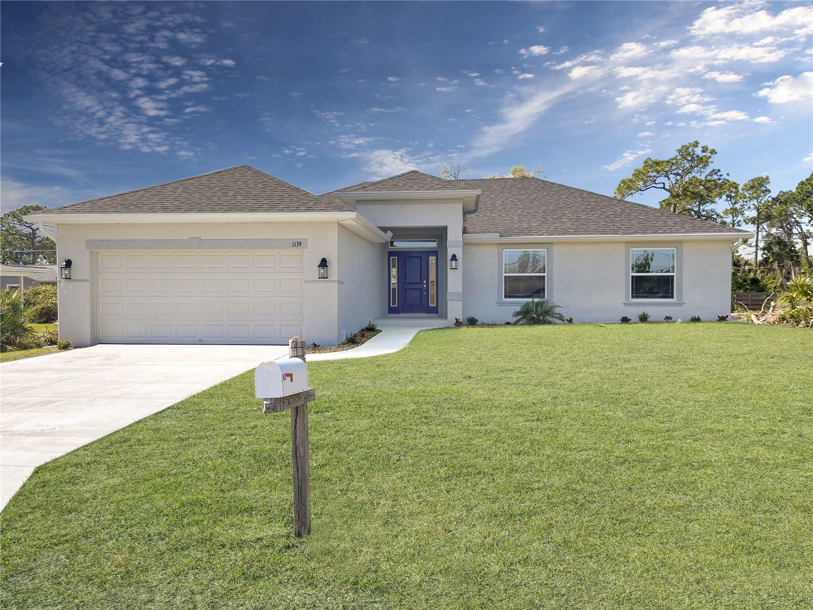 HUGE PRICE DROP! This stunning, move-in-ready new construction home offers 3 bedrooms, 2 baths, and a versatile den/study. Designed with a thoughtful split-bedroom layout, it's ideal for entertaining. The vaulted ceilings in the main living areas create an open and inviting atmosphere, complemented by a breakfast-bar kitchen, spacious great room, and a private master suite. Special features include reverse osmosis water filtration in the kitchen, elegant vaulted ceilings, 5 1/4" decorative baseboards, and blinds throughout. Additional highlights include a spacious indoor laundry room, stainless steel appliances, and ample walk-in closets with ventilated shelving. This brand-new home is covered by a one-year builder warranty, a two-year systems warranty, and a 10-year structural warranty for added peace of mind! Closing costs paid and additional $15,000 flex cash when using one of our preferred lenders!
Located in South Venice with **NO HOA FEES**, this home provides easy access to the South Venice Private Beach Ferry and boat ramp for direct Gulf access. Perfectly positioned, Venice offers the charm of coastal living while being conveniently close to Sarasota, Saint Petersburg, and Tampa—all within an hour’s drive. Even Orlando, Hialeah, and Miami are within a day’s trip from this beautiful area.
Come see this incredible property—it’s ready to be your next dream home!