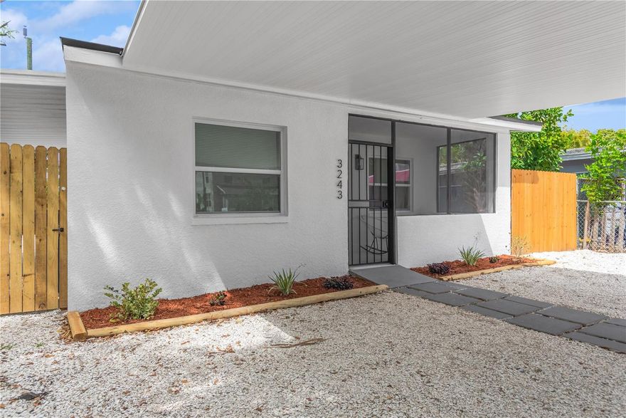 One or more photo(s) has been virtually staged. Welcome to this renovated 3-bedroom, 1-bathroom gem. This home features a brand-new roof (2026) and stylish modern finishes throughout. The open-concept interior boasts a beautiful kitchen with sleek cabinetry and stainless steel appliances, flowing perfectly into bright, airy living spaces. Step outside to a fully fenced backyard featuring convenient alley access and two carports with covered parking for up to 4 vehicles, a rare and highly valuable find for the area!

Ideally situated within walking distance to the iconic Central Avenue, you are just minutes from the vibrant Grand Central District and the Warehouse Arts District. You’re steps away from the city's best breweries, art galleries, and local dining. Whether you're heading to the St. Pete Pier or the world-class Gulf beaches, this home puts you right in the center of the action!