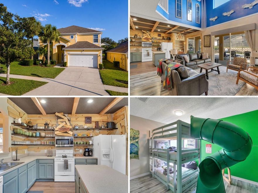 This income-producing short-term rental generated historical gross rental income of approximately $77,800 in 2023, $85,000 in 2024, and $84,800 in 2025. Total income for 2026 is now approximately $81,800, with approximately $47,000 in outstanding future bookings remaining through the end of the year. Average nightly rates currently exceed $300 per night according to owner-provided data.

Located in the guard-gated resort community of Emerald Island Resort 4.5 Miles to Walt Disney World, this fully furnished and professionally themed vacation home presents a rare opportunity to own a proven income-producing short-term rental. Known as “The O.W.L.,” this one-of-a-kind Harry Potter-inspired property has been transformed into a fully immersive guest experience that continues to generate exceptional guest reviews and repeat demand on Airbnb and Vrbo. The seller believes the home’s immersive Wizarding-inspired experience continues to benefit from the growing popularity of Harry Potter-themed entertainment and attractions in Orlando. The home is being sold fully furnished and equipped, including all furniture, décor, themed elements, offering a true turnkey investment opportunity. Recent updates include a new refrigerator in 2024, dishwasher in 2023, large-capacity washer and dryer in 2023, garbage disposal in 2023, hot tub heater in 2024, pool heater in 2025, and a remote app-controlled pool and spa system installed in 2023. The roof was replaced in 2020 per the prior owner. Dual A/C systems were replaced by the prior owner in approximately 2021.

Emerald Island Resort offers resort-style amenities including multiple heated pools and spas, a clubhouse, fitness center, sauna, tiki bar, tennis courts, pickleball, basketball, sand volleyball, playgrounds, walking trails, concierge services, and 24-hour guarded gate access. Conveniently located approximately 4.5 miles to Disney, 9 miles to Disney Springs, 7 miles to ESPN Wide World of Sports, 13.7 miles to SeaWorld, 17.5 miles to Universal Studios, and approximately 25 miles to Orlando International Airport. Just minutes to Margaritaville Resort Orlando, Sunset Walk, and the restaurants, shopping, and entertainment corridor along Highway 192 featuring dining, attractions, grocery stores, and nightlife. Multiple public golf courses are located nearby, including Mystic Dunes Golf Club approximately 2 miles away, Orange Lake Legends Golf Course approximately 4 miles away, Celebration Golf Club approximately 8 miles away, and ChampionsGate Golf Club approximately 10 miles away, making this an ideal location for vacation guests, second-home owners, or investors seeking a high-demand Central Florida resort destination. Easy access to Florida beaches, with Cocoa Beach approximately 1 hour 20 minutes away and Daytona Beach approximately 1 hour 30 minutes away.