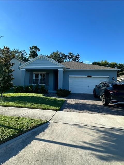 owner financing, Beautiful 3 bedroom 2 bathroom, 3 year new home. Newer neighborhood with no HOA. Community pool is only 3 houses away. Great location off of State Road 429, which gives quick access to Downtown Orlando, Sanford, Theme Parks, Shopping, I4. Available July 5th. New tile through out house, rooms are carpeted. Stone countertops, stainless appliances, washer and dryer included. 2 car garage and no rear neighbors. Community has walking trail and lake. Great view from front porch.