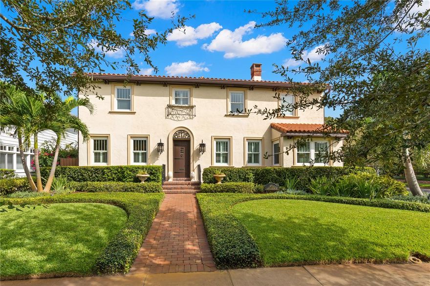 Indoor and outdoor Florida living at its finest! RARE OPPORTUNITY to own one of Old Northeast's premier homes on a very private 60' x 110' corner lot on one of the most desirable streets and blocks in the neighborhood. Blending 1930's charm with the modern conveniences of today, this light and bright NEWLY RENOVATED home is PRISTINE inside and out! Original architectural features include traditional moldings, hardwood floors, wood burning fireplace, arched doorways and hollow tile construction. This home has an exceptional layout with lots of room to relax, work or entertain. Greet your guests in the warm and inviting foyer that opens to the spacious living room and dining room open to the newly renovated kitchen. The gourmet kitchen boasts custom Shiloh cabinetry, honed quartz countertops and backsplash, a Thermador dual fuel 5-burner gas range and speed oven, a Subzero refrigerator and Thermador dishwasher, both with integrated custom panels, a walk-in pantry, marble tile, and French doors overlooking the private pool. Additional downstairs highlights include a powder room, a sitting room off the living space, a cozy nook with marble tile and French doors that also open to the backyard and a 4th bedroom currently serving as a family/tv room with custom built-in cabinets and a Eurocave 150 bottle wine cooler. Upstairs is the primary suite with a spacious walk-in closet, ensuite bath and a home office/exercise room. Two additional bedrooms are upstairs along with a full bath that features a tub and shower with marble tile. The tropical fenced-in private backyard is truly an oasis and a great example of the quintessential Florida lifestyle with a large deck space (a rarity for this lot size) featuring stone travertine pavers, lush landscaping, and outdoor lighting. Plenty of room to entertain around the 16' x 32' pool or relax and unwind under the gazebo while enjoying the trickling water sounds from the nearby fountain. A large 440 SF garage features a split A/C system, utility sink and a parking pad accessed off Cherry Street. Additional home improvements include a new HVAC, tankless gas water heater, washer and dryer, authentic clay tile roof (2015), wood ceiling beams, double-hung windows, custom plantation shutters and designer window treatments throughout. Schedule your private showing today to see this lovingly cared for and meticulously maintained home in a great location within walking distance to the waterfront and vibrant downtown St. Pete.  This home and property have everything you've been looking for!