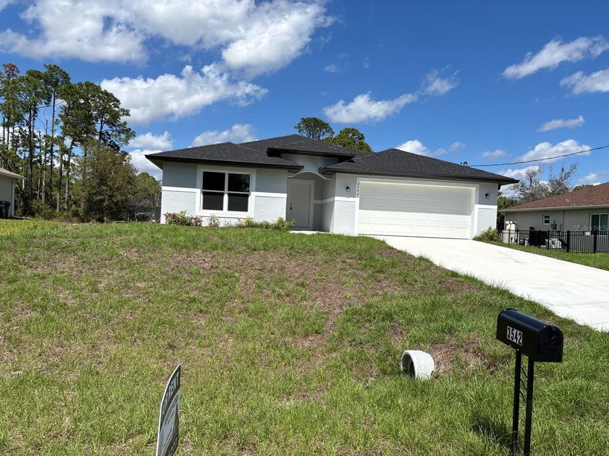 Available immediately, this stunning new construction home in North Port offers modern living at its finest. Boasting 4 bedrooms, 2 bathrooms, and nearly 1,800 sq ft of open-concept space, this residence is designed for comfort and style.
Spacious kitchen with oversized island—ideal for entertaining, Split floor plan for privacy and functionality,  Situated on a generous 11,000+ sq ft corner lot,  Convenient laundry closet and attached two-car garage,  Prime location near I-75, schools, shopping, and dining. Whether you're a growing family or looking for a fresh start in Florida’s fastest-growing city, this home checks all the boxes. enjoy the freedom to personalize your space and lifestyle.