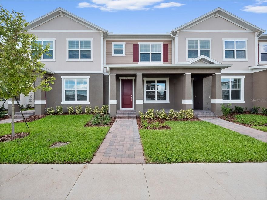 This 3 bedroom 2.5 bathroom townhome is situated in Winter garden in the community of Osprey Ranch, close to the 429, Avalon Rd and 192. If you work at Disney this is a great location. This home is just a short distance from the shops and restaurants at Flamingo Crossing as well as Walt Disney World. As you enter you will love the open floor plan which boasts upgraded wood look tiles throughout the downstairs along with a flex space which can be used as a home office or formal dining area. The choice is yours. The kitchen is bright and modern with 42 inch upgraded navy blue cabinets, white counter tops, stainless steel appliances and a spacious island where you can add some bar stools. There is a modern gas stove with plenty of counter space and a huge walk in pantry located under the stairs with plenty of shelving. There are french doors leading to the fenced in private patio area which has modern pavers and is a great place to sit outside and enjoy the sunshine. This patio leads to the 2 car garage with automatic door opener. Upstairs you have carpet throughout and a very spacious ensuite master bedroom overlooking the front of the property. The master bathroom has his and her sinks, granite tops, with a beautiful walk in shower with glass stall and built in seating area. The community amenities are still being built however there will be a resort pool, dog park and children's playground.