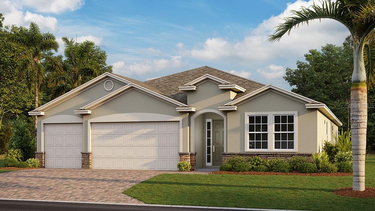 Under Construction. Welcome to The Cove at West Port! This brand new 2,368-square-foot home is waiting for you. Upon entering the Destin, two bedrooms and a full bath can be found to the side, and a bright, naturally lit kitchen, great room, dining room, and breakfast nook can be found straight ahead. Every aspect of this home design accentuates the open concept feel, with the kitchen featured at the heart of the home. The kitchen includes a large center island, plenty of cabinet and counter space, and a convenient walk-in pantry. The primary bedroom is located at the back of the home for privacy and features a charming tray ceiling, two walk-in closets, a double vanity, garden tub, and separate shower. A fourth bedroom is also located at the back of the home, opposite the primary bedroom, and a third full bathroom is fittingly located next to this bedroom. There is an option for homebuyers to have a den with double doors in leui of the fourth bedroom. Off of the great room is a spacious covered lanai that provides a great space for relaxing or dining al fresco. Both the home as well as this gated community is a must see!