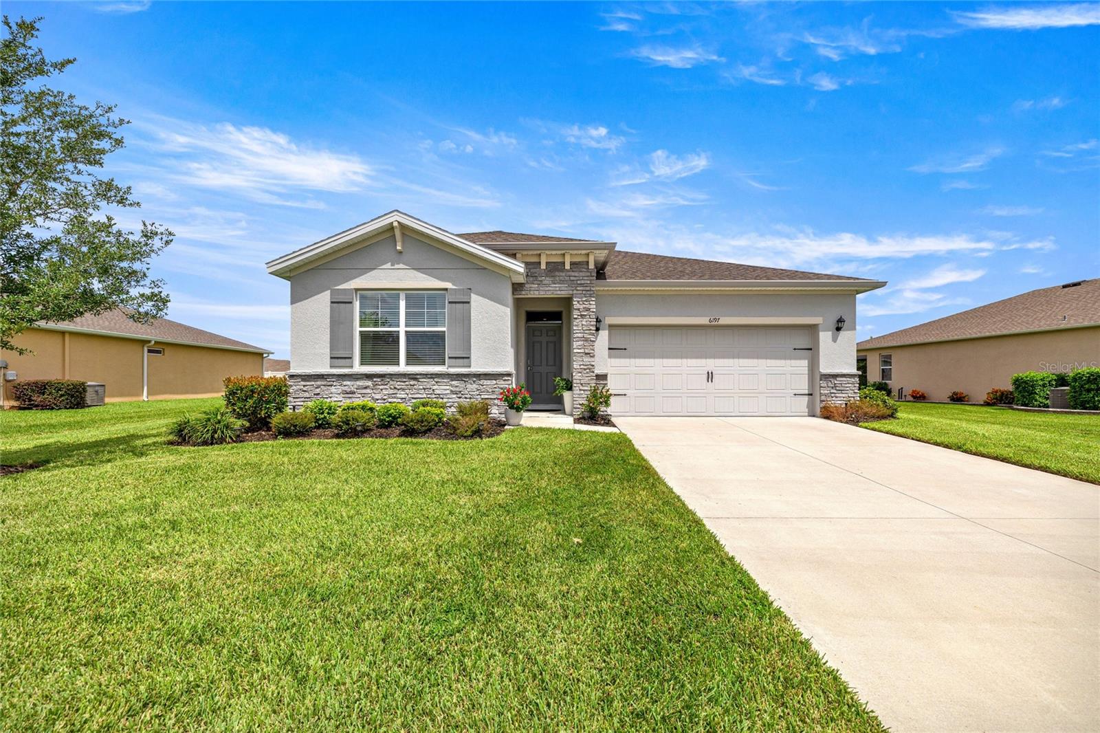 Welcome to your dream home! Built in 2022, this concrete block stucco beauty offers modern living in a vibrant 55+ community with resort-style amenities. Step inside and fall in love with the open-concept design, soaring high ceilings, and a chef’s kitchen that makes cooking a delight. This home features 2 spacious bedrooms, 2 bathrooms, plus a versatile office that can easily serve as a 3rd bedroom. The stunning owner’s suite is a true retreat with dual sinks, a HUGE walk-in closet, and plenty of room to unwind. You’ll also enjoy a pantry, ample storage throughout, and a screened back porch—the perfect place to relax and soak in the Florida lifestyle year-round. Outside your door, you’ll find an active community offering a sparkling pool, clubhouse, fitness center, gated entry, and so much more. Best of all, the location is unbeatable—close to top restaurants, hospitals, shopping, and everything you need just minutes away! Don’t miss the chance to own this move-in ready gem in a highly sought-after community. Schedule your private showing today!