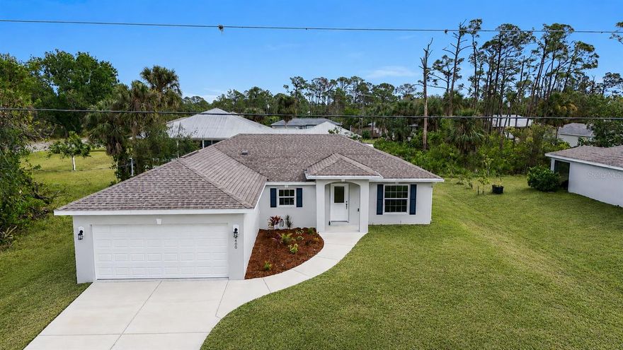 This stunning modern new construction home offers a layout perfect for comfortable living and entertaining. The quality of construction was carefully inspected and overseen by the owner throughout the building process, providing added confidence and peace of mind. Inside, you’ll find an open floor plan with elegant wood-look tile flooring throughout. The stylish kitchen features granite countertops, stainless steel appliances, and plenty of space for cooking and gathering. The spacious owner’s suite includes a tray ceiling, walk-in closet, and spa-like bath. Built with energy-efficient FOAM INSULATION and IMPACT WINDOWS, this home offers comfort, durability, and lower energy costs. Enjoy the Florida lifestyle from the large private screened lanai, perfect for relaxing or entertaining. The corner lot directly next to the home is also available for purchase under a separate transaction. Located in the desirable Gulf Cove community with access to the community boat ramp on the scenic Myakka River, and conveniently close to Englewood Beach, golf courses, shopping, dining, and more. Schedule your private showing today!