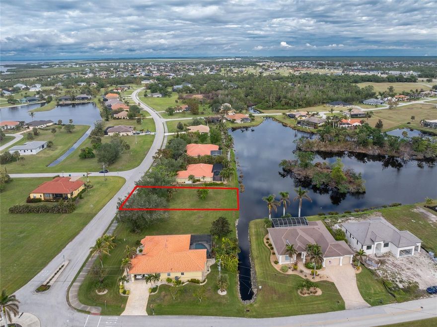This is a beautiful lakefront building lot located on tranquil Ibis Lake. Ibis Lake is prized for its’ island in the center of the lake which provides for a stunning setting. Burnt Store Lakes is a lovely Deed Restricted Community with new custom homes being built throughout the neighborhood.  Public water and sewer are in place. Neighbors enjoy the tranquility that Burnt Store Lakes affords while still being in close proximity to Burnt downtown Punta Gorda and Cape Coral.  Burnt Store Lakes Residents enjoy the Community Park which has covered picnic benches, a playground, and restrooms. There is a kayak ramp for Residents only that accesses Charlotte Harbor and the incredible wildlife in the Charlotte Harbor Aquatic Preserve such as Manatees, porpoises, sea turtles and an abundance of game fish. Next door at Burnt Store Marina, SW Florida’s full-service deep-water marina, restaurants are open to the public and amenities such as golf and boat dockage may be available. It’s just a short drive to Downtown Punta Gorda, one of Florida’s best small towns, with plenty of restaurants and town activities to enjoy and across the bridge in Port Charlotte, the newly opened Sunseeker Resort. It’s also just a short drive to Cape Coral, one of Florida’s fastest growing cities. It doesn’t get any better than this to build your Florida Dream home.