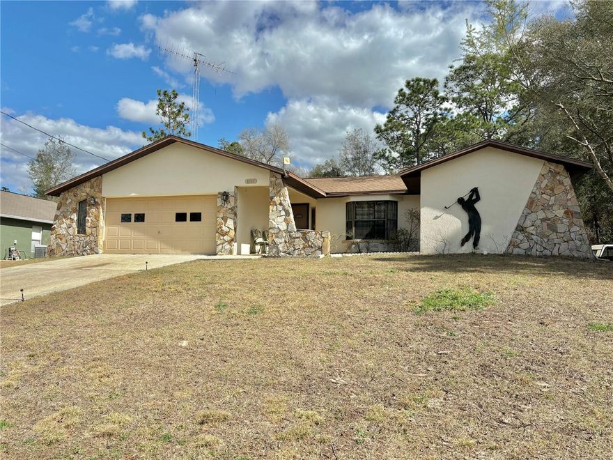 NO HOA!! Come and see this 3 bed, 2 bath, 2-car garage POOL home located in a beautiful area of Citrus Springs full of trees and nature. Home needs renovation but has solid bones!! This is an opportunity to own a home with immediate equity. Property is HIGH & DRY!! Split Bedroom Floor Plan to ensure privacy throughout the home. High Ceilings in the Living Area with a view out to your pool. Split Bedroom Floor Plan to ensure privacy. Very spacious pool area plus a covered patio. HVAC/Heat Pump updated in 2020. Roof is 2006. Located on a PAVED ROAD. Located in a quiet area of Citrus Springs where there aren't many homes nearby. Cash & Conventional Only!!