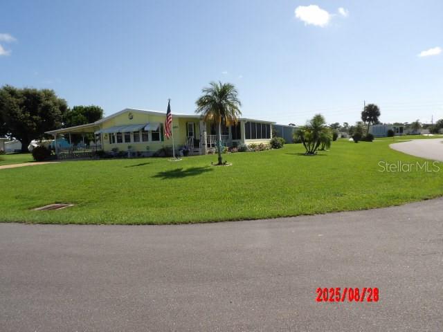 YOU ARE NOT GOING TO BELIEVE ALL THIS HOME IN THE DESIRABLE LEMON BAY ISLES HAS TO OFFER.
FIRST OF ALL YOU OWN YOUR LAND, SO NO LOT RENT. OWNERSHIP IS BY FEE-SIMPLE. PETS AND GOLF CARTS ARE WELCOME.
NO MONTHLY MAINTENANCE FEES! ADULT COMMUNITY. DEED RESTRICTIONS.
PRIDE OF OWNERSHIP IS EVIDENT AND THE FOLLOWING UPGRADES HAVE BEEN DONE.
NEW WINDOWS, NEW CARPORT WHICH IS A DOUBLEWIDE ONE. REPLACED SIDING WHERE NEEDED, STEEL ROOF WAS RECENTLY COATED AND PAINTED, CENTRAL HEAT AND AIR 2017, NEW AIR DUCTS, VAPOR BARRIER REPLACED, NEW FLOORING WITH PLYWOOD UNDERNEATH. BATHROOMS UPDATED AND A NEW WATER HEATER ONE MONTH INSTALLED!
HOME FEATURES A LIVING ROOM PLUS A FAMILY ROOM. THE FLORIDA ROOM WHICH HAS SLIDING WINDOWS AND A WINDOW UNIT AIR CONDITIONER IS PERFECT FOR GUESTS AND ENTERTAINING.
KITCHEN HAS AMPLE CABINETS AND COUNTERTOPS. BREAKFAST BAR. DINING ROOM HAS A BUILT-IN HUTCH AND LIVING ROOM IS GENEROUS IN SIZE AT 24' x 12'.
PRIMARY BEDROOM HAS FRENCH DOORS THAT GO INTO THE PRIMARY REMODELED BATHROOM. BEDROOM #2 HAS PRIVATE ACCESS TO THE GUEST BATHROOM. SMALL BONUS AREA WHEN ENTERING HOME.
OUTSIDE THERE IS A PORCH AND ANOTHER COVERED SCREENED LANAI. ATTACHED SHED AND A DETACHED SHED. PROFESSIONALLY LANDSCAPED. CORNER LOT.
MEMBERSHIP TO THE EDGEWATER CLUBHOUSE TRANSFERS TO NEW OWNER'S. THE YEARLY FEE IS $300. THAT FEE INCLUDES MANY ACTIVITIES AT THE CLUBHOUSE. THERE IS A SWIMMING POOL, TENNIS CTS, PICKLEBOARD, SHUFFLEBOARD AND MORE FUN THINGS TO DO.
RENTING OUT YOUR HOME IS EASY HERE AS WELL.
LIVING IN ENGLEWOOD OFFERS BEACHES NEAR-BY, BOATING, FISHING, PUBLIC GOLF COURSES, SHOPPING AND PUBLIC BOAT RAMPS.
CALL FOR A TOUR OF THIS AMAZING HOME. COMES WITH HURRICANE SHUTTERS.
SELLING-AS-IS, SUBJECT TO BUYER'S APPROVAL.
ALL INFORMATION IS DEEMED RELIABLE, BUT BUYER/BUYER'S AGENT SHOULD VERIFY.