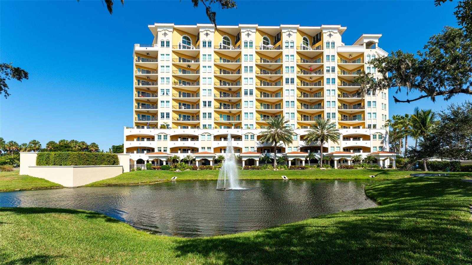 Overlooking the Manatee River and downtown Bradenton this 7th floor Condo with a large balcony is waiting for you! This unit features a split bedroom lay out and an additional den/office area. Granite counter tops, porcelain tile throughout with a washer and dryer located in the condo. This unit also comes with its own climate-controlled storage cage. The community is gated with covered parking, 6 cabanas for sitting out by the water relaxing and has a heated pool for year around fun. Large outside area equipped with BBQ's and tables and chairs and games. Nicely equipped gym for the workout enthusiast. Schedule your showing today!