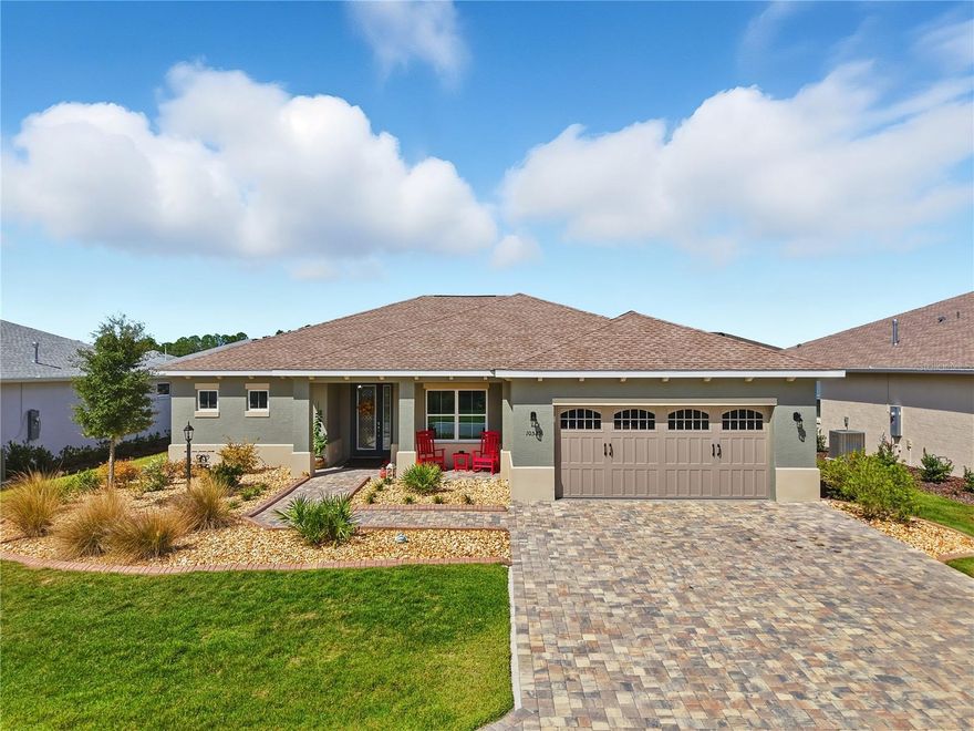 Charming Two-bedroom Home In On Top of the World, Ocala Florida.

Welcome to your new oasis in the highly sought-after On Top of the World 55+ Community! This delightful two-bedroom, two bath home with $25,000 of upgrades to include an extra wide driveway, a garage with epoxy flooring, solar panels and luxury vinyl plank flooring throughout the home offers a perfect blend of comfort, luxury and convenience. The open floor plan is filled with natural light, creating a warm and inviting atmosphere. The kitchen is equipped with modern appliances and plenty of beautiful quartz counter space, a great place for preparing meals and entertaining guest. The master suite is a true retreat with an ensuite bathroom and ample closet space. The second bedroom is wonderful for guests giving them plenty of privacy. An additional room that could be a dedicated office space, library or a craft room is a productive haven, ideal for working from home. Featuring ample lighting and a quiet space. It provides a perfect environment for focus and creativity.  Enjoy the serene Florida weather on your private screened lanai, overlooking lush greenery. As a resident of On Top of the World, you'll have access to an array of amenities, including golf courses, fitness centers, swimming pools and social clubs, ensuring there's always something to do. Don't miss this opportunity to own a piece of paradise in a vibrant, active community. *Available for turn-key, option to buy furniture, golf cart and muscle car.*