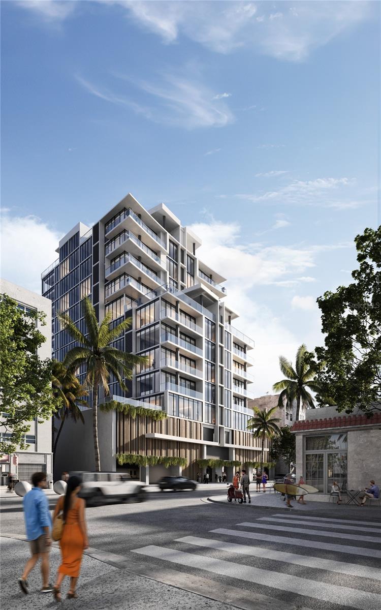 Pre-Construction. To be built. SELLING PRE-CONSTRUCTION- Located on Ashford Avenue in the heart of Condado Beach, The Icon offers a boutique collection of 30, two-to-four-bedroom residences of generous proportions, beautifully conceived details, and stunning ocean and city skyline views.
Residence 501 is an expansive 3 bedroom, 3.5 bathroom corner residence offering 2,422 SF, including a sundrenched 96 SF west-facing terrace. With floor-to-ceiling glass windows, the sizable great room radiates with abundant natural light, showcasing northwest-facing exposures with partial ocean views. The private primary suite offers a walk-in closet and a spacious en suite four-fixture primary bathroom with a double vanity and freestanding shower, outfitted with natural stone materials and textures, and complimented with Kohler fixtures and accents. The secondary bedroom enjoys west-facing views and offers an en-suite bathroom. A powder room and a utility closet with a washer and dryer complete this masterfully crafted residence.
Refined interiors by Palacios enhance this gracious space, crafted with elegant finishes and modern details as well as integrated smart home features. The gourmet kitchen is custom designed by Italian luxury brand, Boffi, featuring quartzite countertops, an oversized island, and is fully equipped with luxurious Sub-Zero and Wolf appliances that include a fully integrated refrigerator and freezer, five-burner cooktop, integrated dishwasher, wall oven, and wine refrigerator. For an added level of personalization, these kitchens are customizable, offering three different finish options to choose from.
The Icon will feature amenities to compliment your lifestyle. An exclusive amenity program with 5,000 square feet of stylish indoor and outdoor spaces across three levels; including 24-hour security and concierge services, Business Lounge, Children’s Playroom, state-of-the-art Fitness Center and a rooftop pool with an enclosed resident’s lounge and outdoor kitchen area with a grill.
Two parking spaces with charging stations for electric cars and one storage unit are included in the purchase.
Delivery date Spring 2026.