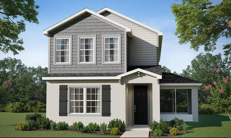 Under Construction. New construction home with 2066 square feet on two-story including 4 bedrooms with loft, 2.5 baths, and an open living area. Enjoy an open kitchen with Silestone countertops, Samsung stainless steel appliances, and a spacious island, fully open to the dining café and gathering room. The living area, laundry room, and baths include luxury wood vinyl plank flooring, with stain-resistant carpet in the bedrooms. Your owner's suite is complete with a walk-in wardrobe and a private en-suite bath with dual vanities, and a tiled shower. 2-car garage, custom-fit window blinds, architectural shingles, energy-efficient insulation and windows, and a full builder warranty. “Please note, virtual tour/photos showcases the home layout; colors and design options in actual home for sale may differ. Furnishings and décor do not convey."