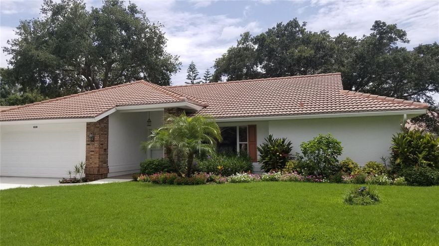Live maintenance free and enjoy this resort style living in this active 55+ gated community. Included in the rent is cable, internet, and lawn and garden care. Located close to I-75 and not far from the beautiful beaches. This very well-kept vaulted ceiling, split plan will make for a very comfortable home. A large, updated kitchen with granite counters, very nice appliances, and lots of cabinets surrounded by a family room and dining area that flows nicely on to the air-conditioned lanai. The master suite has doors out to the lanai, dual closets, dual vanity, and walk in shower. Cars must be garaged in the two-car garage. The community amenities include a large, heated pool, tennis & pickleball courts, shuffleboard courts, clubhouse with full kitchen, meeting room, billiard room, fitness room and beautiful walking paths. Schedule a showing and see for yourself this clean, fresh home waiting for you to move in. There is a weight limit for a dog of 40lbs