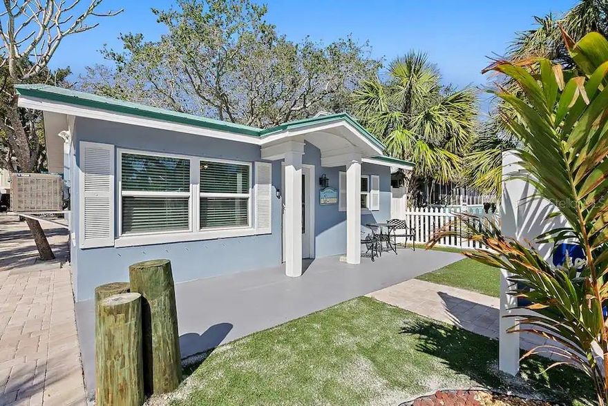 Rare opportunity to own two fully renovated cottages on one lot in the heart of Indian Rocks Beach, just steps from beach access. This unique property offers the perfect blend of personal enjoyment and strong income potential, currently operating as a successful Airbnb. Each unit has been completely updated inside with modern finishes, featuring updated kitchens and bathrooms, luxury vinyl flooring, and comes fully furnished—making it truly turnkey for immediate use or continued short-term rental operation.
Extensive capital improvements have been completed, including a newer metal roof on both units, a newly installed driveway, and new fencing for added privacy and curb appeal. Interior upgrades include updated windows, fresh interior and exterior paint, remodeled bathrooms, updated kitchens, a tankless water heater, and a newer AC system in one unit. These improvements provide long-term value, reduced maintenance, and peace of mind for the next owner.
This property is ideal for maximizing cash flow—whether you choose to rent both units for double income or live in one while renting the other. The oversized lot offers ample parking for multiple vehicles, a rare and highly desirable feature for beachside properties.
Located just a short walk to the Gulf with no busy streets to cross, the property offers convenient access to the beach, local restaurants, parks, and the beach trolley. Whether you’re looking for a vacation home, a high-performing investment property, or a combination of both, this is a standout opportunity to own a fully upgraded, income-producing property in one of Tampa Bay’s most desirable coastal communities.