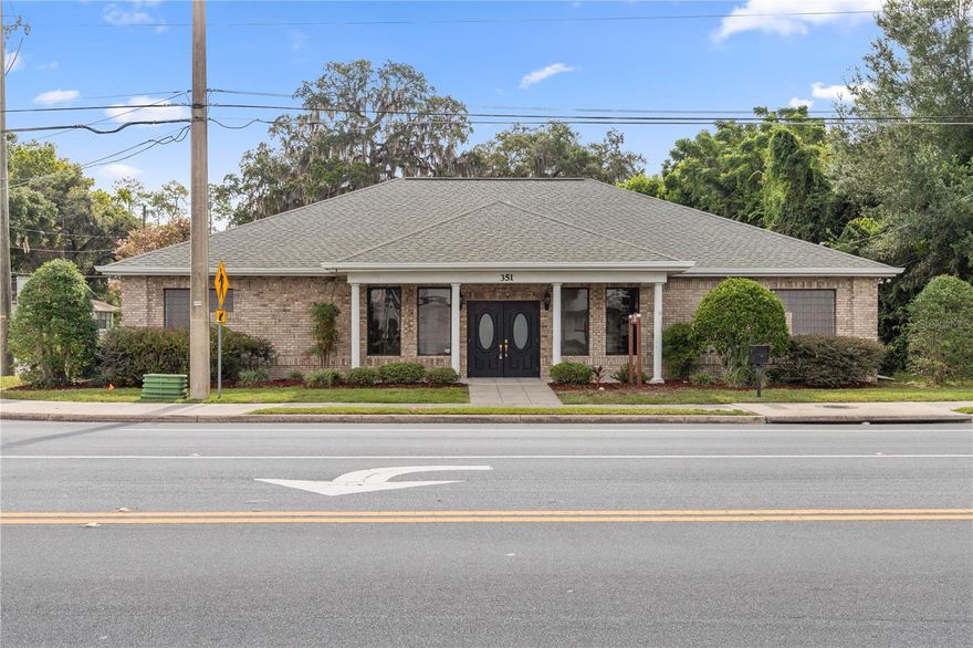 B-1, DOWNTOWN City of Ocala redevelopment location! HIGH Traffic counts. NO HOA/CONDO/CDD Fees!! Directly across from NEW Fire & Police Stations. All Brick Office Building. Central front Reception office. Designed for 2 businesses. Each side of building has conference rooms with chair railing. Potentially 10 Offices, 3 restrooms, storage room, kitchen/breakroom , work areas for copy machines & storage. Both public restrooms are handicap accessible. 4 lane road exposure just 3 blocks off Silver Springs Blvd, 8 blocks from downtown square, 9 blocks from Court House. Back of building parking with 13 spots & employee entrance. Zoned B-1 with many uses for offices, retail & more.