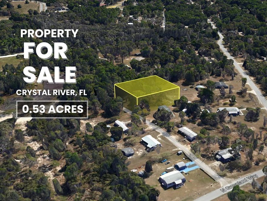 Cul-de-sac Property in Crystal River, Florida! Zoned- Rural Residential, this vacant land allows you to build a Single-family home, Mobile home, Barndominiums, Tiny Home, Container Homes, and Manufactured homes. Not in a Flood Zone and has No HOA, CDD, or restrictions. It measures approximately .53 of an acre - Over Half an Acre. This property is located just 12 minutes from the famous Springs and the downtown area of Crystal River. A country feel yet not far from town. Just a short drive to trails, waterways, and all the beauty the Nature Coast offers. A short distance from Rainbow Springs, Hunter Springs, 3 Sister Springs, where you can swim with the Manatees, Inverness chain of lakes, Parks, Boat Ramps, Golf Courses, Restaurants, Shopping, Medical Services, historic sites, and state parks. Conveniently located near Hernando, Marion, and Levy Counties. A perfect spot for access to some of the best fishing, hunting, kayaking, boating, nature preserves, and other outdoor recreational activities. Enjoy the great restaurants in Crystal River, Inglis, and Dunnellon, just minutes away from the Suncoast Parkway and 1 hour and 15 minutes from Tampa and Orlando International Airports.Qualifying buyers can Finance this property with a 25% Down Payment.