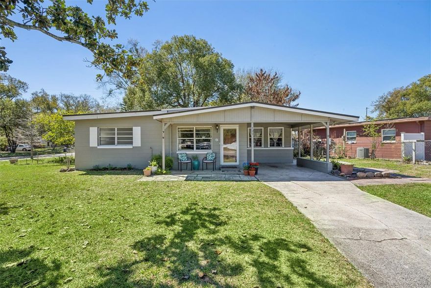 Adorable mid-century home on an oversized corner lot! This home was well loved by the longtime owners for many years and is situated on an attractive, treed quarter-acre corner lot! This solid home is concrete block, with wood floors in the living room, 12" tile in the kitchen and terrazzo in the bedrooms (no carpet!) Nuetral paint throughout! The bathroom was updated in recent years with a newer tiled walk-in shower and vanity. Newer AC and brand new panel box! A sunny Florida room is located just off the living room and is the perfect spot for an office or even a 3rd bedroom if desired. Home needs some updating, but is a great value and in a convenient location! Inside utility room with washer & dryer included. Not just one, but two storage sheds for all of your things! This home has easy access to 46A & 1792 and is just minutes from 417.
