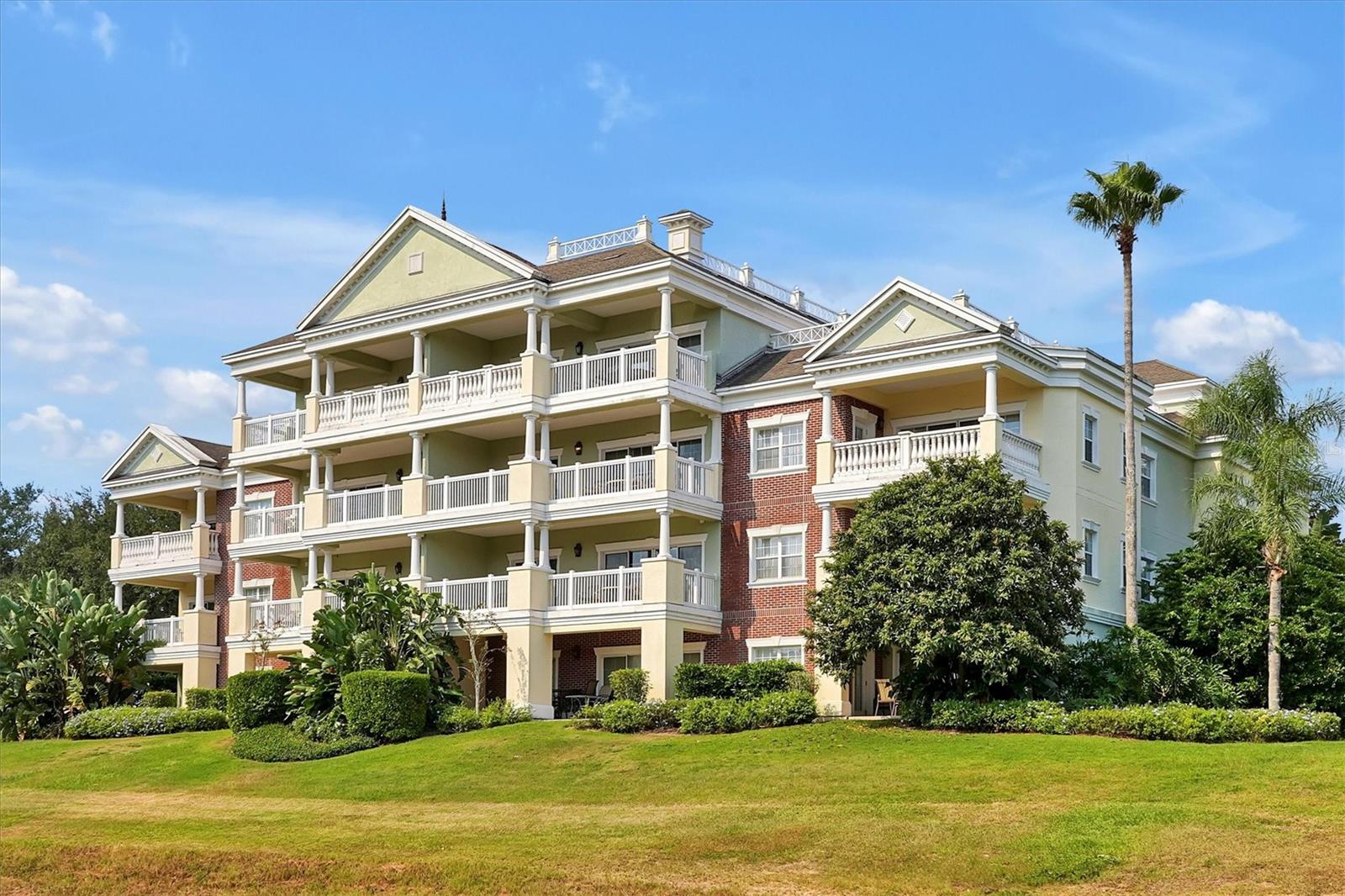 Come check out this amazing fully furnished 3rd-floor Reunion Resort Condo. Mechanicals (AC and Water Heater) replaced 2023. Make sure to click on the Virtual Tour!! These end units on the 3rd floor do not have any neighbors above and feature a slightly larger footprint and additional side windows for more natural light. The Condo has south-facing balcony with views of the conservation area, the golf tee boxes and the Reunion Grande in the background. It also has stainless steel appliances, granite counters, crown molding and tray ceilings. These end units come with it has an outdoor storage closet (not offered with all units).The location is very central - close to The Cove resort swimming pool and fitness center as well as to the Reunion Grande restaurants, lounges and Starbucks coffee bar. All of these features - along with the existing furniture, décor, linens and housewares - make it the perfect turn-key rental property for annual or short-term leasing. Reunion is a 2,300-acre gated resort ideally located close to all the Walt Disney World Resorts and Parks and an easy 30-minute drive from the Orlando International Airport.