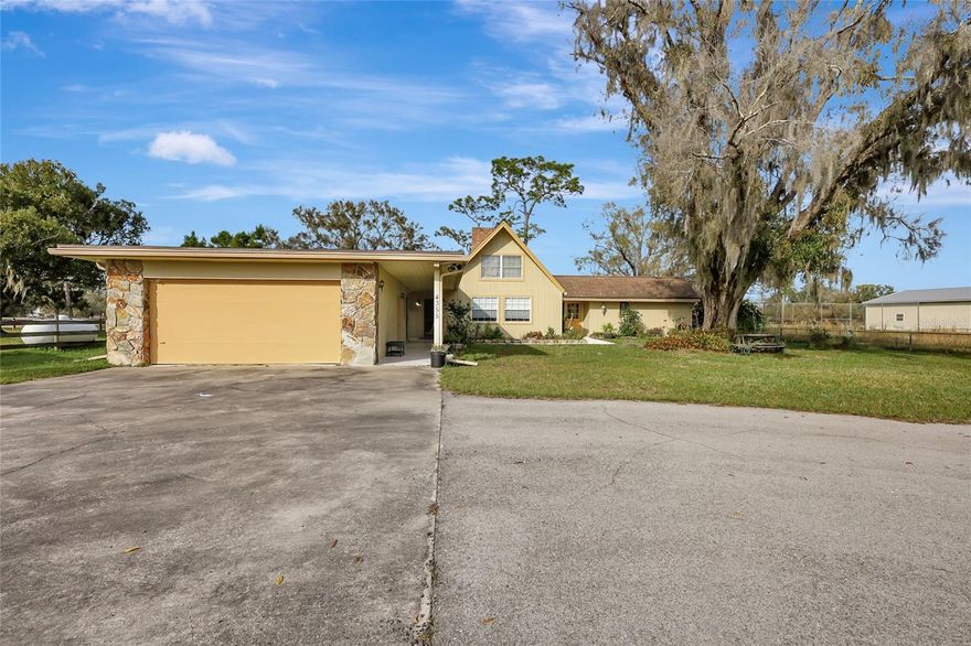 Here is a wonderful and versatile acreage property with an A-frame, pool home, a small barn and a huge Airplane Hanger with a one-bedroom apartment behind the Hangar. Don't have a plane? The Hangar can be used to store Cars, or work on your favorite hobby or toys. No deed restrictions, so the Hangar can be rented out and the home as well. This is a Fly-in/Fly-0ut community. If you have friends with a plane, they can fly-in and land with permission. Horses and livestock are also allowed. Peace and tranquility with views of the Inground Pool, and the Green Pastures. The 2-bedroom main home is a rustic style farmhouse with a rustic Wood Burning Fireplace as the focal point of the great room. There is also an upstairs attic that is finished off, that could be an additional bedroom and has been used as one in the past. The one-bedroom apartment is roomy with full kitchen and located behind the Hangar. The property is zoned X, so flood insurance is not mandatory, and the property has never flooded. The property does need work but could be charming with some vision. This property is 3.8 miles to the gorgeous Terranova Equestrian Center, and less then 30 minutes to Sarasota/Lakewood Ranch. This property has a lot of potential. Roof 2010, AC 2019. Come take a look.