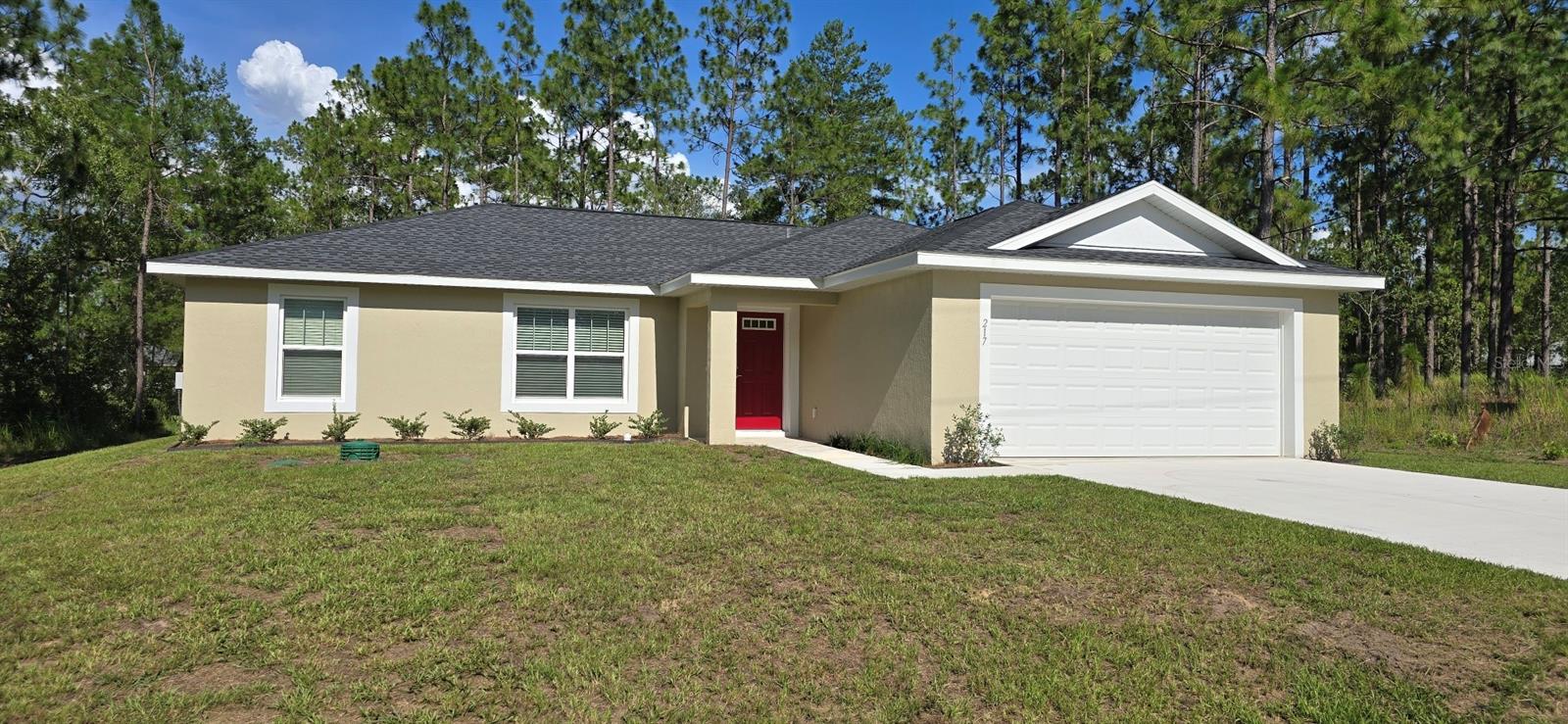 Brand new home! Be the first to live in this 3 bed, 2 bath home. Vaulted ceilings in great room. Kitchen features granite countertops and stainless steel appliances. Primary bathroom has dual vanities and recessed shower. Plank-style flooring throughout the entire home. Attached garage has epoxy floor. Covered patio in back of home includes a ceiling fan.