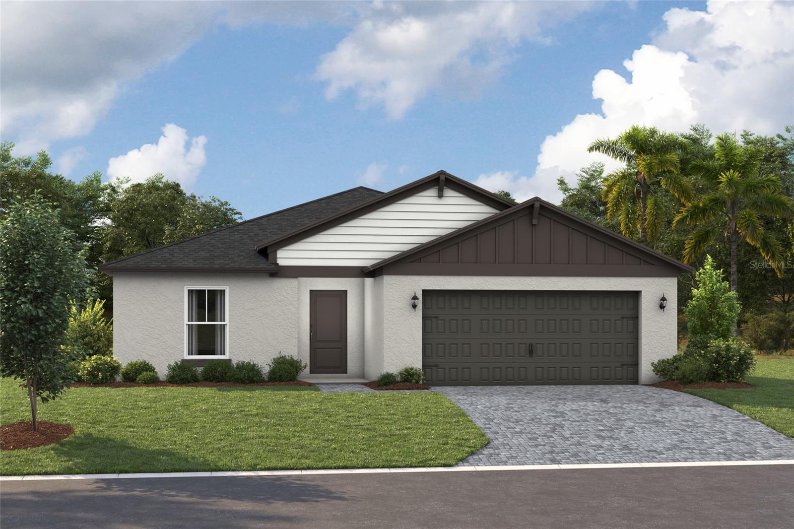 Under Construction. Discover a world of effortless elegance and comfort with the Valeria, a single-story home featuring 4 bedrooms, 2 bathrooms and a 2-car garage. The foyer leads to three bedrooms, a full bathroom, and a convenient laundry room with washer and dryer included. The vaulted-ceilings and open concept living, dining, and kitchen areas are perfect for entertaining or cozy family nights, all enhanced by sleek quartz countertops, stainless steel appliances and luxury vinyl plank flooring. Enjoy seamless indoor-outdoor living with access to the covered lanai through sliding glass doors in the dining area. The owner’s suite is spacious and can easily fit a large bedroom set, the owner's bathroom is impressive with a dual vanity, walk-in shower and an oversized walk-in closet. The smart thermostat with voice control and charming landscaping add to the home’s appeal and practicality.
Experience the essence of community living at Two Rivers. Located North of Tampa, residents enjoy all the dining and shopping options the Wesley Chapel area has to offer while staying close to nature. This master-planned community is inspired by the surrounding nature, nestled within woods, grasslands, and water allowing homeowners to fully immerse themselves in the outdoors. Resort-style amenities add to the luxury of the Two Rivers lifestyle while a full calendar of events fosters a sense of community.
Images shown are for illustrative purposes only and may differ from actual home. Completion date subject to change.