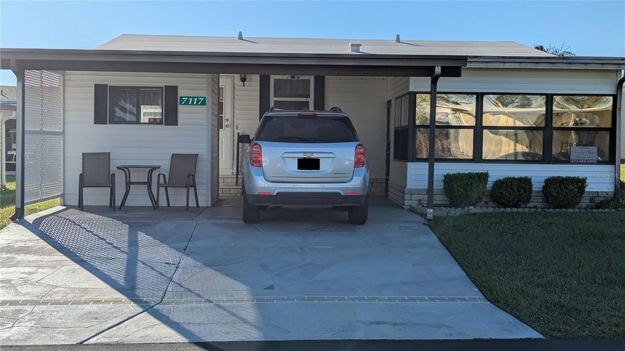 JUST LISTED! OWNED FOR 29 YRS! THIS WELL TAKEN CARE OF HOME IS A 1989 JACOBSEN HOME WITH MANY UPDATES AND COMES FURNISHED.  Drive by 7117 El Rancho Way in Spanish Trails West (HOA is only $142 a month, spectrum tv and internet, lawns mowed, heated pool, great club house, indoor shuffleboard, plus lots of activities and a very friendly park).  Priced at $132,000 with a 3yr old membrane roof, a 5yr old A/C unit, washer & dryer are inside, lament floors, tile in the 2 bathrooms.  You come into a bright eat-in kitchen with lots of cabinets & counters and comes with a charming table-chairs set, a smooth top stove with a microwave overhead, a dishwasher and a large pantry hiding the washer & dryer.  The master bedroom/bathroom has a shower & walk-in closet; the main bathroom has the tub.  The living room has an electric fireplace that will keep you warm on our chilly mornings.  The double driveway can hold your car & golf cart. The storage are is in the front & has plenty of shelfs for all you extra things.  Call to view or just ask questions about this home.