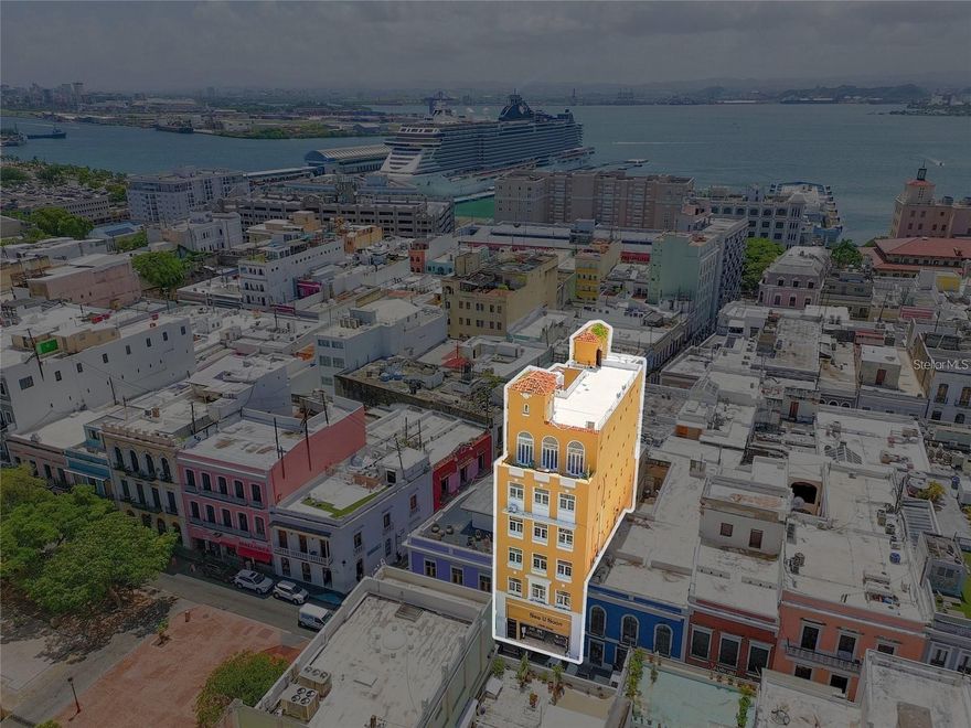 Located at 266 Calle de San Francisco, this remarkable six-story building stands as one of the tallest and most iconic landmarks in Old San Juan. Originally constructed in 1925 and home to the Singer Sewing Machine Company when it opened its doors in 1929, the property carries with it nearly a century of history and prestige. With 12,350 square feet of interior space and serviced by an elevator, the building features five full-floor one-bedroom, one-bathroom lofts alongside a ground-level commercial space on one of Old San Juan’s most vibrant streets. Its architectural significance, prime location, and steady rental history in long-term income make it an exceptional investment. Beyond its current configuration, the building also presents an extraordinary opportunity for redevelopment through tourism tax credits or as a short-term rental property, capitalizing on the city’s thriving tourism industry.