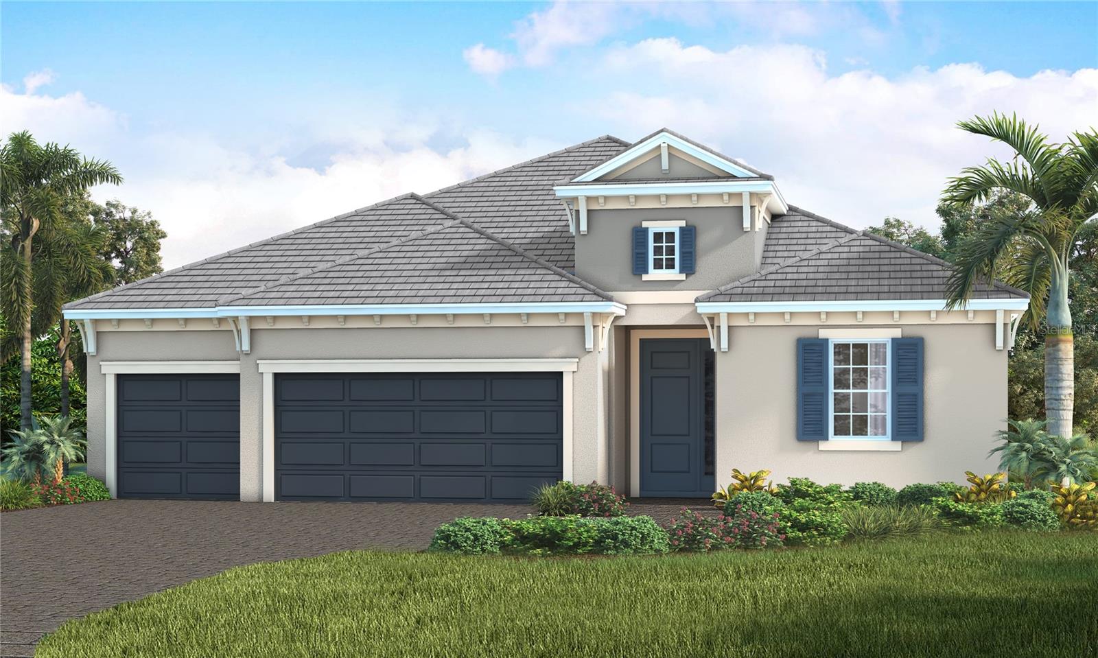 Under Construction. The Sea Spray is an open floorplan with a large island in the kitchen/great room area which is perfect for family
and guests to gather together. For the cook in the house, a huge walk in pantry is located off the kitchen for easy
access and storage. The great room overlooks a private pool/spa & lush landscaping. A large luxurious owners suite offers two walk in closets and a walk in shower in the owners bath. The convenience of a pool bath off the kitchen leading to the pool while adding a half bath for guests. Luxury Vinyl Plank is the upgraded flooring though out the home with light gray cabinets and quartz counter tops adding to the elegance in the home.
Must see this home with many upgrades including an outdoor kitchen bringing outdoor living inside with impact windows and pocket sliding doors as you enjoy the Florida lifestyle!