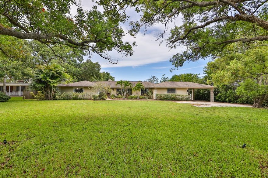 THIS RARE OPPORTUNITY TO OWN THIS BEAUTIFUL, NEARLY AN-ACRE PROPERTY IN THE HEART OF SEMINOLE! A custom build 4 bedroom, 2 bath home features an open dining room/living room, spacious eat-in kitchen with breakfast bar and pantry, an office with French doors, oversized 2-car garage with high ceilings, a covered carport, a beautiful wood burning fireplace, large lap pool, a 2-stall barn zoned for horses and/or chickens, and a finished shed converted to a workspace with electricity and shower/toilet. Also has an outdoor shower. This sprawling property has a sprinkler system and a deep well perfect for your garden. The newer HVAC system and pool include a child safety gate that is currently not in use. All appliances convey with the home. The property features a private front yard for privacy and lots of space to park a boat/RV.  Walk to Seminole schools and under 10 minutes to the beach.  Nearby shopping at Seminole City Center, close to parks and Pinellas Trail.  Located in unincorporated Seminole and no flood insurance is required.  No HOA as well.  This property offers so much!  You have to see it to truly appreciate what this property has to offer.  Call for your showing today!