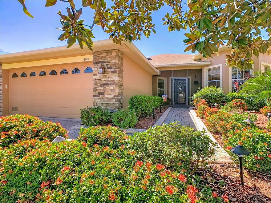 **See the FULL LENGTH VIDEO on Tour Link 1.** Enjoy the Serenity of this well-maintained 3 Bedroom/2 Bath Melody Model home with no carpet, no rear neighbors and Stunning Conservation Views! RECENT UPDATES to the Home include a NEW A/C 2018, NEW ROOF 2016 & SOLAR PANELS to help with the Energy Costs. Enter this home through the LEADED GLASS door into the OPEN CONCEPT Great Room/Dining Room combo, featuring 18" CERAMIC TILE ON THE DIAGONAL throughout the house, a SUN TUNNEL SKYLIGHT, CROWN MOLDING and UPDATED LIGHTING FIXTURES & CEILING FANS. The Kitchen features CAMBRIA QUARTZ COUNTERTOPS, SUBWAY TILE backsplash, NEW FIXTURES, a DOUBLE WIDE UNDERMOUNT STAINLESS SINK, NEWER S/S KITCHEN-AID FRENCH DOOR REFRIGERATOR & DISHWASHER, 42” MAPLE CABINETS WITH PULLOUTS, CLOSET PANTRY W/PULLOUTS, S/S APPLIANCES, all in a bright, open and airy space. Enjoy your coffee in the breakfast nook gazing at the pond across the way.  The Owner’s Suite features DUAL WALK-IN CLOSETS with ALPHA CLOSET SYSTEMS, and the attached en-suite bath features UPDATES including DUAL SINKS with CAMBRIA QUARTZ COUNTERTOPS, NEW FIXTURES, a WALK-IN SHOWER, a SOAKING TUB, and a separate Water Closet. The SPLIT FLOOR PLAN offers privacy for the 2nd & 3rd Bedrooms/Office with a centrally located 2nd bath, also UPDATED with CAMBRIA QUARTZ COUNTERTOPS & FIXTURES. The large covered screened lanai with PEACEFUL CONSERVATION VIEWS offers a quiet retreat or can serve as a space to entertain. A separate laundry room features a newer washer and dryer, as well as a utility sink. The TWO-CAR GARAGE features an extra refrigerator, and the landscaping has been refreshed and updated.  Recently painted in 2024, at 1813 sq feet, this home is a must-see and a perfect home to enjoy your time here in Solivita.  This home also features solar panels, leased thru Sun Run.  ***Solivita is an active adult 55+ community located in Kissimmee, Florida. It is approximately 50 minutes from Disney World & the Orlando International Airport. Solivita has a total of 5,470 homes. Approximately 10,000 - 11,000 people live in Solivita during the winter while approximately 7,500 live in Solivita during the summer. Enjoy your active years in this piece of paradise. Solivita amenities include: - a manicured SOFTBALL diamond & field - 36 holes of CHAMPIONSHIP GOLF that can be played by joining the Stonegate Golf Club or paying as you go - 2 STATE of the Art AMENITY centers with updated exercise equipment, yoga studio & meeting rooms - 3 restaurants - 14 HEATED POOLS - 17 PICKLEBALL courts - 9 TENNIS courts - 4 BOCCE BALL courts - 4 SHUFFLEBOARD courts - 3 HORSESHOE pits - a BILLIARDS room - miles of bike paths - 2 DOG PARKS (Small & Large Dogs) - Corn Hole - Tot Lot PLAYGROUND - COMMUNITY GARDEN - over 250 resident clubs. The HOA: - maintains the LANDSCAPING & IRRIGATION systems in the common areas as well as at individual homesites - maintains the roads throughout the community - PROVIDES SECURITY with gate guards and mobile patrols including the Polk County Sheriff - allows AUTOMATED GATE ACCESS for residents via license plate readers - provides residents with Fiber Optic Internet & TV service.**Poinciana Lakes Plaza is a MAJOR NEW SHOPPING CENTER that opened directly across from the Solivita Main Gate in Summer of 2024. It features Sprouts Grocery, TJ MAXX, Ross, Burlington, Rack Room Shoes, 5 Below, Ulta, Outback, First Watch, 5 Guys, Urgent Care, Dentist, TD Bank, Petco & Hair Cuttery PLUS MORE TO COME.**