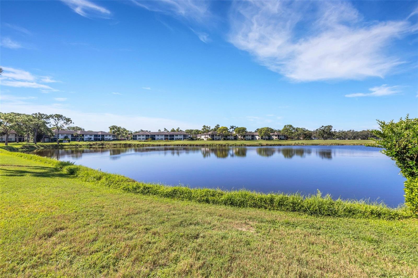 Amazing Lake Views with this 2 Bedroom, 2 Bathroom condo on the 2nd floor. You will me mesmerized by the location of this residence with this view! Large Master bedroom with walk in closet, sliding glass doors leading to a very private screened in lanai, two vanities and a nice walk-in shower. Open floor plan with breakfast window in the kitchen overlooking the dining/living room. This floor plan is one of the larger floor plans that has a Full-size washer and dryer in its own utility room, eat in kitchen with room for a table and two chairs, floor to ceiling windows, and is located close the heated community pool.The Meadows Country Club (not mandatory to join but highly recommended) has three 18-hole private and public golf courses, 15 Har Tru tennis courts, several pickle ball courts and a new fitness center. Occasional golfers may pay as they play. Renaissance benefits for Meadows residents. There are several restaurants in The Meadows along with dozens of restaurants within 5 minutes at the UTC Mall. The Meadows has 15 miles of walking and biking trails, 80 pristine ponds, and nearly 3,500 homes (consisting of various styles of condominiums, villas, and houses) uniquely placed with beautiful views of the lakes, golf courses, and awesome Spanish moss-clad oak trees, Palm trees, and picture-perfect mature landscaping. The Meadows is 20 minutes to beaches, the downtown arts, and St. Armands Circle. Walk to the most recent International rowing events at Nathan Benderson Park World Class Rowing & Aquatic Sports Arena, Whole Foods, and the worldly popular U T C Mall, and much more.