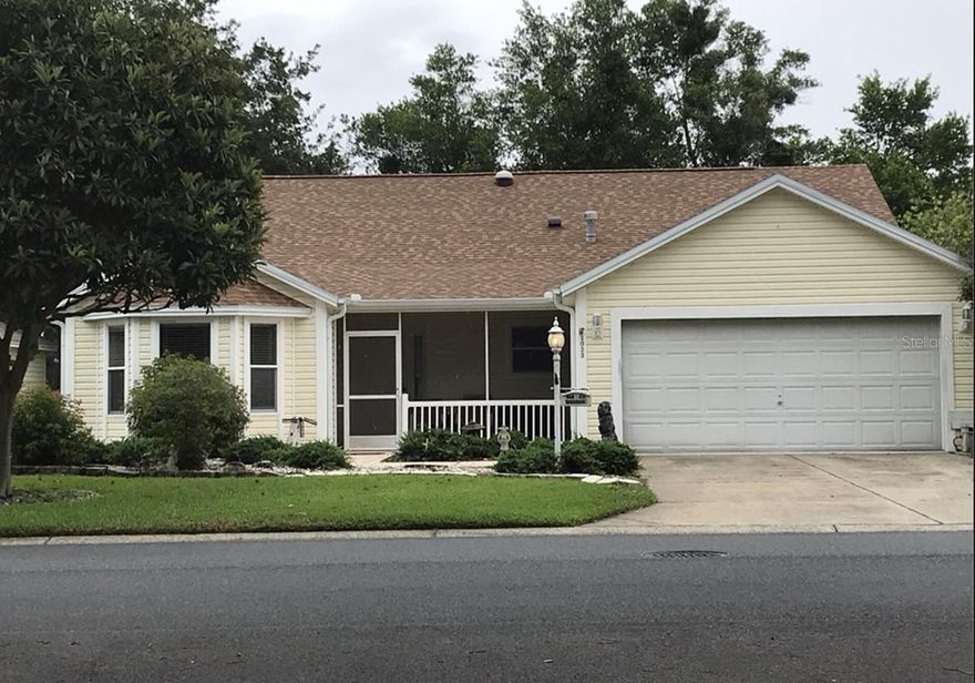 Beautiful 3/2 with vaulted ceilings.  Covered Lania and screened in back patio.
Many upgrades.  New roof 2 years ago.   Updated AC and natural gas water heater.  Two car garage and 4 parking spaces. Large bedrooms and lots of closet space.
Great location.. centrally located in the expansive Villages.  Close to lots of retail and restaurants on Hwy 466 which is all accessible by golf cart.  The screened in patio is great for entertaining with a BBQ area next to it.  There is also a pond.. closed but everything is still there if you would like to revive it!  Great neighborhood with driveway and holiday parties.  New roof, updated AC, water heater, stove, dishwasher, nice French door refrigerator with a drawer and ice/water on the outside and a new microwave. 
Here is a list of add-ons and updates:
Purchased the House 3/7/2007 - 19 years ago.. Built in 1999 
NEW 
Roof - 7/23 
Gutter Leaf Guards - 6/23