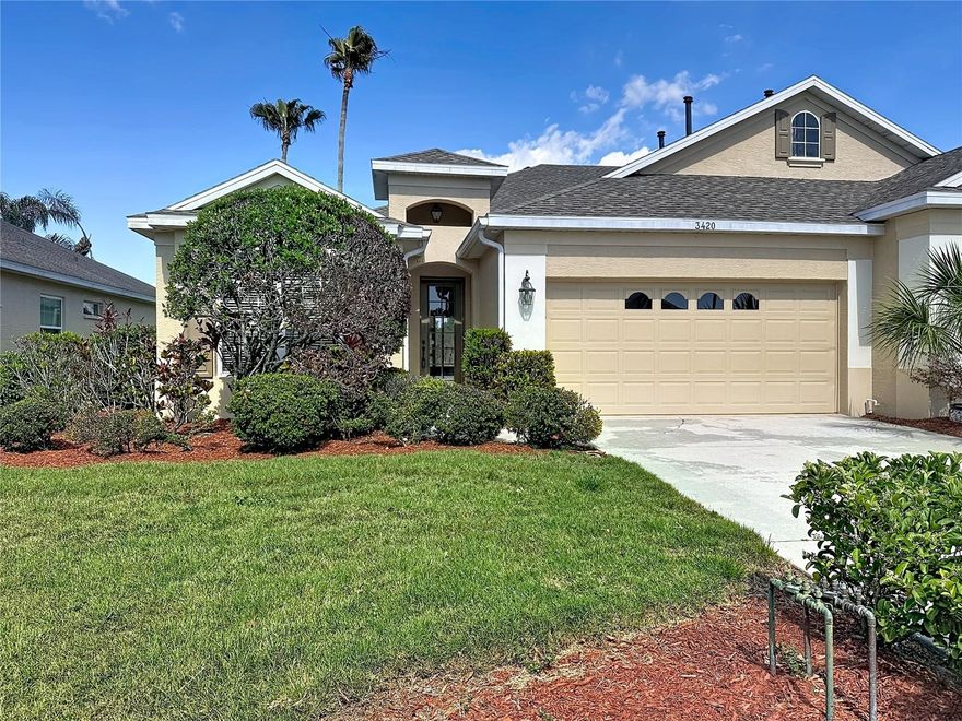 Welcome to this beautiful turnkey furnished, Maintenance Free Villa, on a preserve lot nestled in the charming and rarely available community of Timbery. One Year Warranty Included. This well-maintained 2-bedroom, 2-bath, 1628 sq ft, home features tile flooring throughout, offering easy maintenance and a clean, cohesive feel. The wide-open floor plan is perfect for entertaining, allowing you to cook while staying connected with family and guests. Kitchen features gas stove, tile backsplash, under counter lighting, breakfast bar and pendant lighting. Primary suite features a preserve view, tile flooring, crown molding, & his & her closets.  Enjoy the private primary bath with dual vanities featuring kick toe lighting, make-up vanity, TV and a large glass shower enclosure. Attractive ceiling fans throughout.  A separate home office/Den provides the ideal space for remote work or a quiet retreat. Enjoy peaceful, open views of lush trees and greenery from your 22x8' Florida room with custom tile flooring & crown molding — the perfect spot for morning coffee or unwinding at the end of the day.  MAINTENANCE FREE LIVING INCLUDES, WIFI, EXTERIOR PAINTING, LAWN & SHRUBS MAINTAINED & THE COMMUNITY POOL. Additional highlights include a 2-car garage, newer roof 2021, and new hot water heater 2026. Residents of Timberly enjoy access to a community pool just around the corner, adding to the relaxed Florida lifestyle. Conveniently located to I-75, just minutes from shopping, including the New Lowe’s, HomeGoods, and Publix, and ideally situated between Tampa and Sarasota, offering endless cultural attractions, dining, world-famous beaches, and multiple airport options.