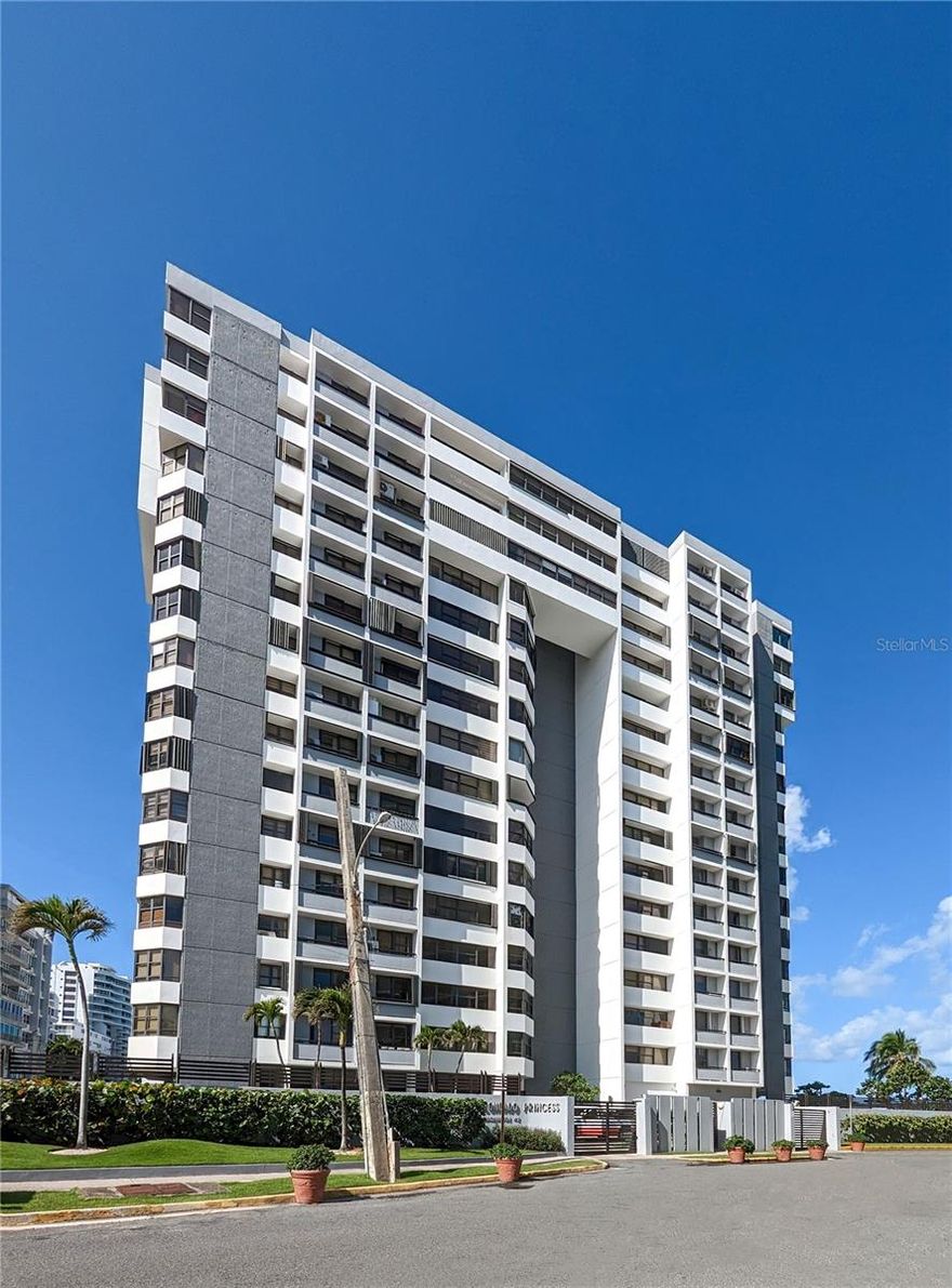 Available on December 1st, 2025. Enjoy the pinnacle of island living in the city within this 6th floor apartment in Condado Princess. Offering enviable panoramic ocean sights from the kitchen, living room and partial views from two of the three bedrooms. Modern furnishings throughout the inviting residence showcase a lively color palette that provides a vibrant ambience for hosting. The galley kitchen highlights the awe-inspiring Atlantic Ocean. Appliances include a stove/oven, microwave, two-door refrigerator and wine cooler. The primary suite features a sizable layout and spacious closet spaces. Two parking spaces are also provided for added comfort and convenience. The 16-story condominium offers residents 24-hour security, full-power generator and a desirable beachfront location within close proximity to parks, boutique shops, restaurants, hotels, hospitals and schools such as St. John's and Robinson. Condado Beach is a highly-esteemed metropolitan community within the island's thriving capital. Nearby Isla Verde, Old San Juan and the Miramar Arts District.
