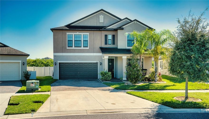 Welcome to South Fork! This beautifully designed 5-Bedroom, 3.5-Bath home offers over 3,800 sq. ft. of living space with thoughtful upgrades throughout. Built in 2019 and featuring Owned Solar Panels, this Energy-Efficient home combines modern comfort with functional design.

Inside, you’ll find an inviting Open-Concept layout with Tile Flooring throughout and Carpeted Bedrooms. The separate Dining Room can easily flex as an Office or Den, while the expansive Loft includes a Built-In Projector and Screen, perfect for movie nights or game days. Every bedroom offers a Walk-In Closet, and there are TWO Laundry Hookups—one upstairs and one downstairs—for added convenience.

The Kitchen showcases Stainless Steel Appliances, a large Walk-In Pantry, and ample Granite Counter space. The spacious Primary Suite is located on the main floor and features Tray Ceilings, a His-and-Hers Vanity, and a Garden Tub for ultimate relaxation.

Enjoy both a Covered Front Porch and a Screened-In Back Porch overlooking a Fenced Backyard with a tranquil preserve view for added privacy. 

Additional features include two HVAC units and low HOA fees.

Residents of South Fork enjoy resort-style amenities including a Community Pool, Park, Playground, and Basketball Court—all conveniently located near Shopping and Dining.