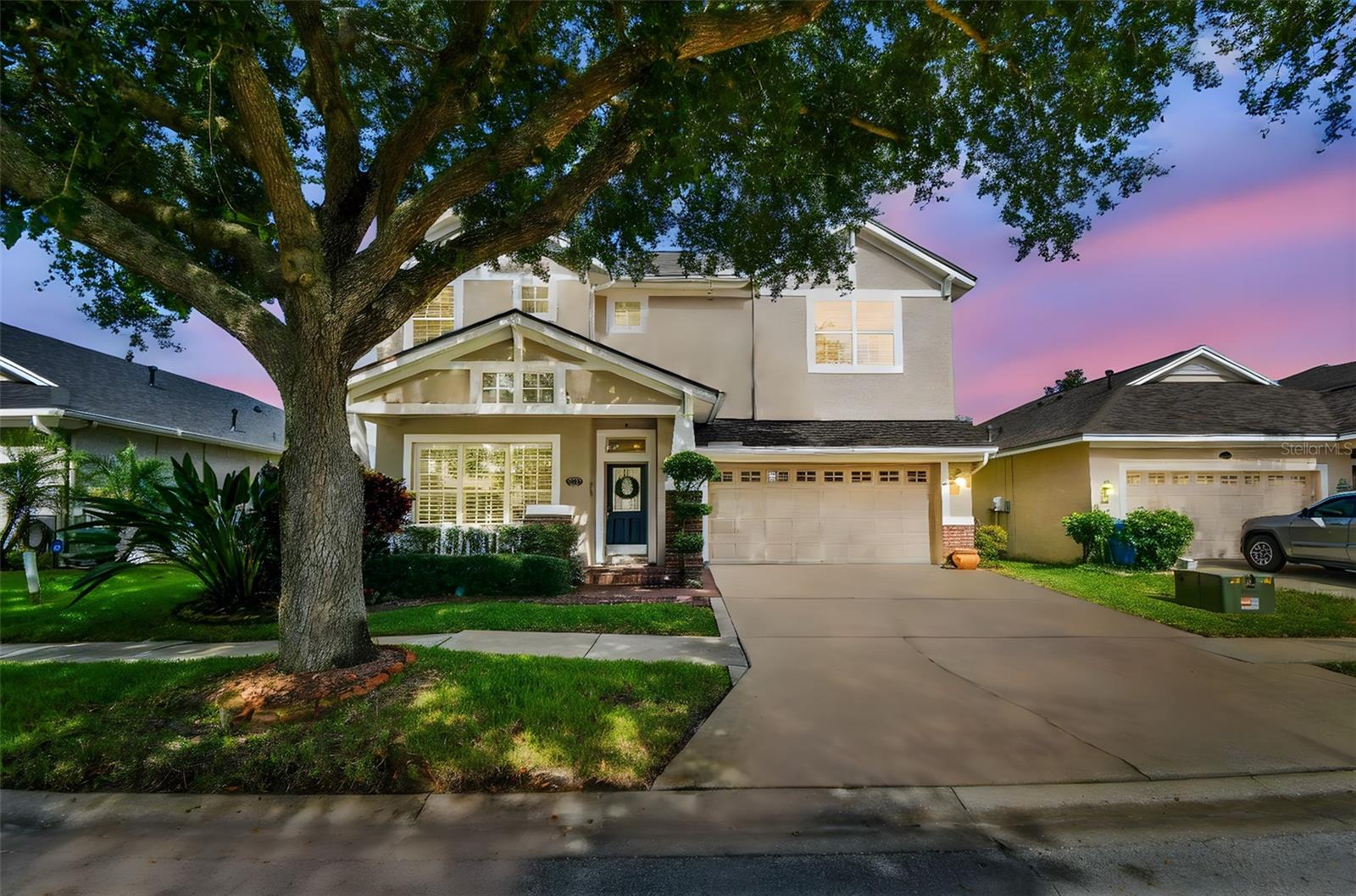 Lakefront Beauty in Excellent sought-after Reflections Community - 4 bedrooms, 3 bathrooms + upstairs bonus room with an amazing amount of inside storage space. Watch the stunning sunrise with your morning coffee. Enjoy your gorgeous salt water pool in your beautifully landscaped back yard. No backyard neighbors and backing up to a peaceful water view. Backyard is fully fenced. Primary Bedroom and 4th bedroom/Office on main floor. Bonus room, 2 Bedrooms, Bathroom upstairs. Roof (2020), AC Units (2018), Exterior Paint (2024). High Ceilings in Great room, Plantation Shutters, Gas Range, Interior Laundry Room, 2 car garage and so much more. Located on picturesque street with a community park at the end of the cul-de-sac. Zoned for Top rated schools-Schwarzkopf, Martinez and Steinbrenner. Ideal location just minutes from shopping, dining and quick access to major highways for easy commuting. Sellers can close quickly. Schedule your showing today.