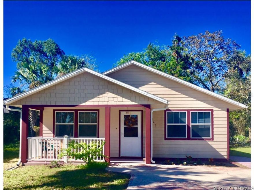 This charming 3/2 home built in 2008 is located in New Smyrna Beach. Fresh paint, updated kitchen, and new tile throughout makes this beauty a turn-key property and move-in ready. This home has an open floor plan, large laundry room, and a storage shed in the backyard. You will enjoy the peace on the quaint front porch. ;Water: City