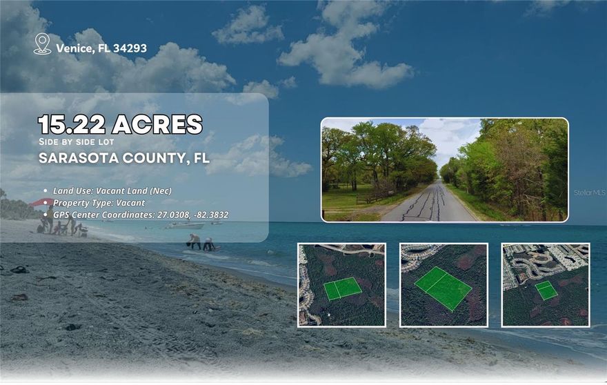 Motivated seller! 15 acres for sale in the heart of Venice with deeded easement ready for you to build your Mansion with your own golf course, helicopter pad and race track around the property for car, karts or horses. Do not delay, this is priced to sell.