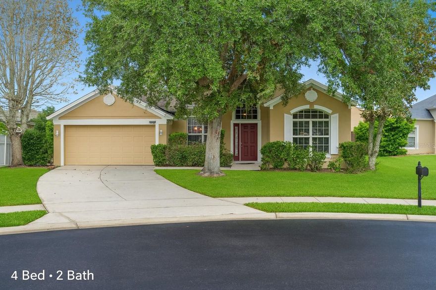 Beautiful single-story 4-bedroom, 2-bath home with 2,383 sq. ft. located on a quiet cul-de-sac in the guard-gated Stoneybrook West community of Winter Garden. This spacious split floor plan offers an open living and dining area, high ceilings, and abundant natural light. The kitchen features open floor plan to Family room overlooking the large backyard. The private primary suite includes dual vanities, a soaking tub, and a separate shower. Enjoy outdoor living with a covered lanai and a very large backyard—perfect for a future pool or entertaining space. Stoneybrook West offers resort-style amenities including a golf course, community pool, fitness center, clubhouse, sports courts, playground, and private lake access to Black Lake. Conveniently located near Winter Garden Village, top-rated schools, and major highways.
